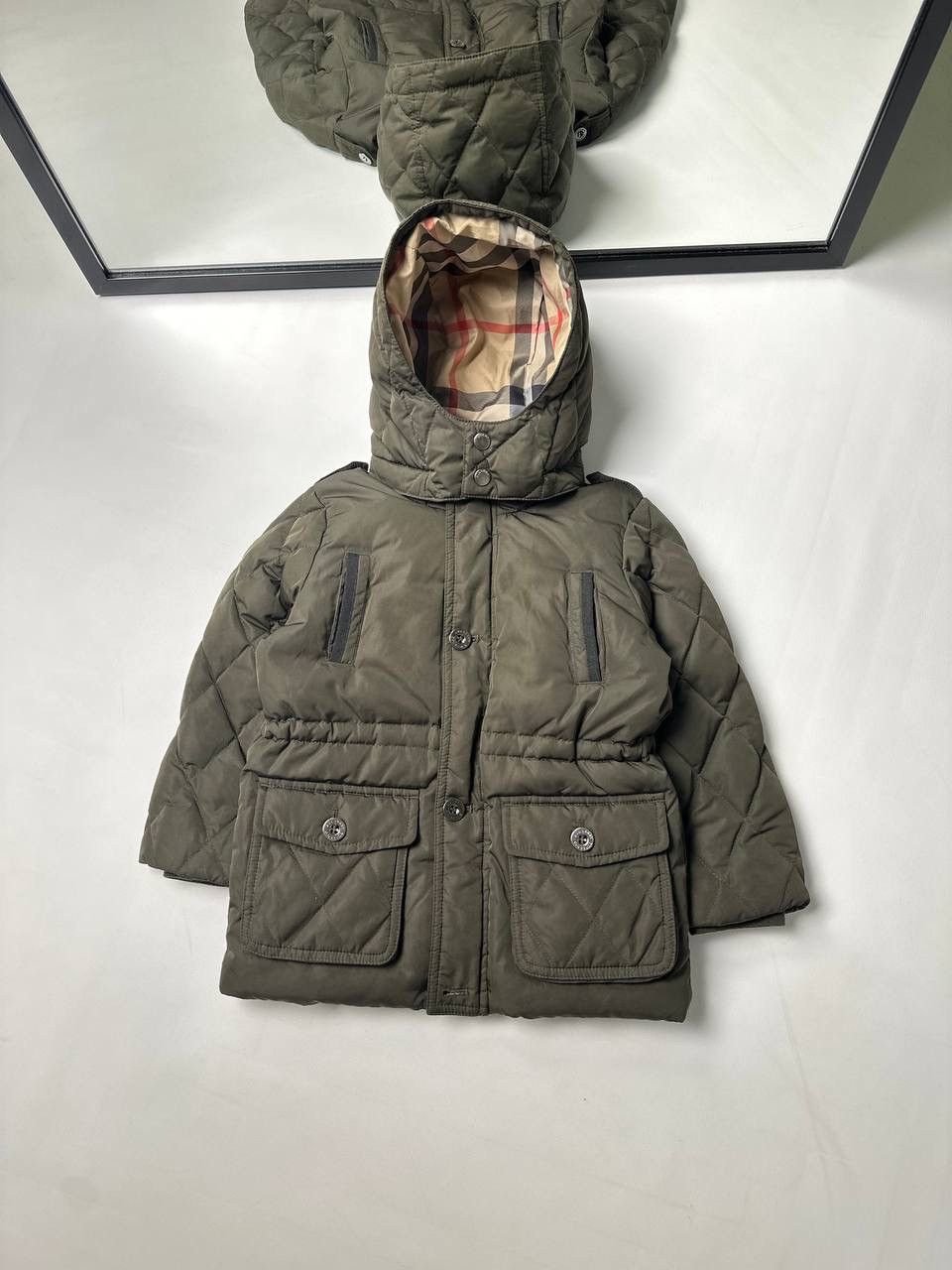 Burberry Burberry Uni Fit 3Yers Nova check Khaki Green Down Jacket Size US XXS / EU 40 - 1 Thumbnail