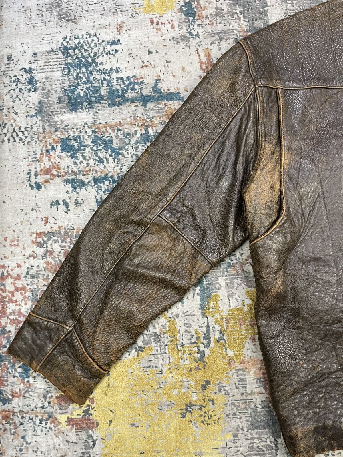 Genuine Leather Vtg Composition Distressed Lamb Skin Leather Jacket Size US L / EU 52-54 / 3 - 3 Thumbnail