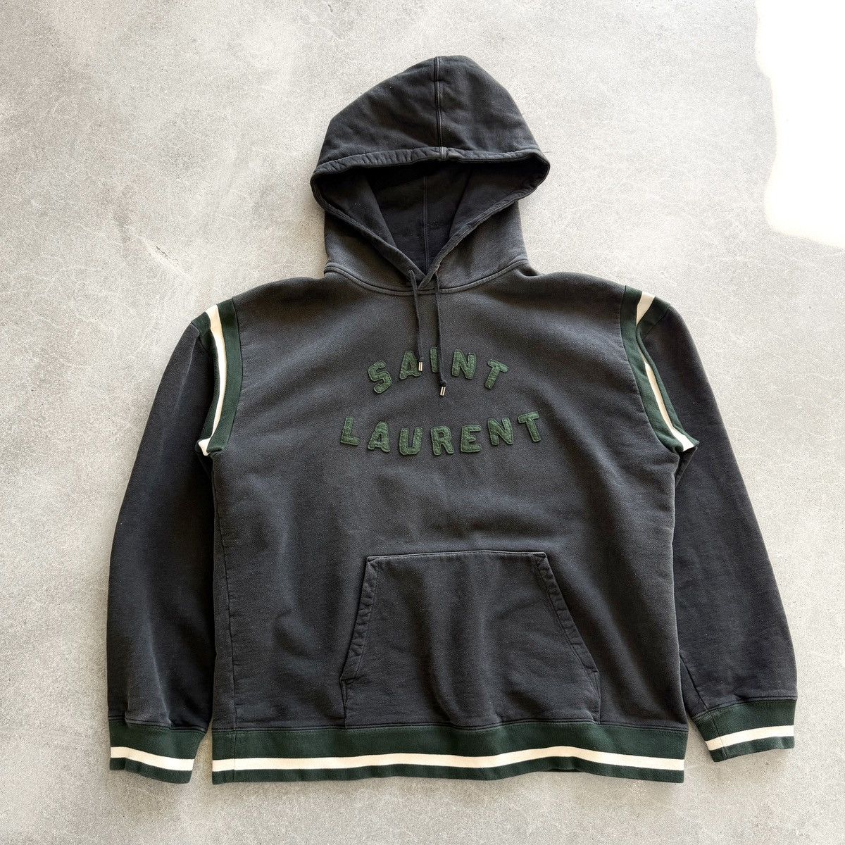 Saint Laurent Paris SLP Collegiate Varsity Spell Out Logo Patch Hoodie Size US XXL / EU 58 / 5 - 7 Thumbnail