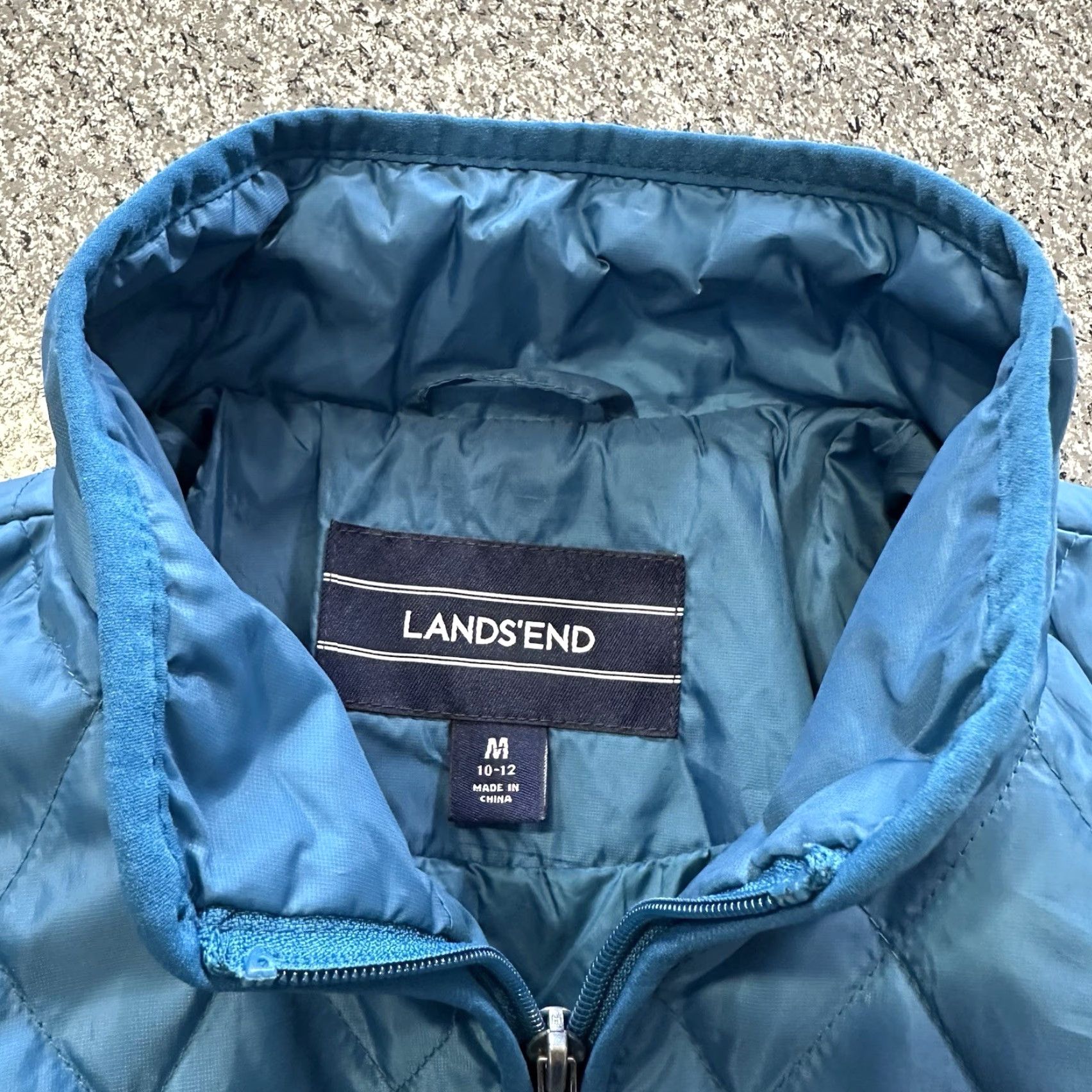 Lands' End Lands' End Jacket Womens M Quilted Full Zip Blue Teal Diamond Softshell Polyester Water Resistant Outdoor Winter Fall Spring Size M / US 6-8 / IT 42-44 - 2 Thumbnail