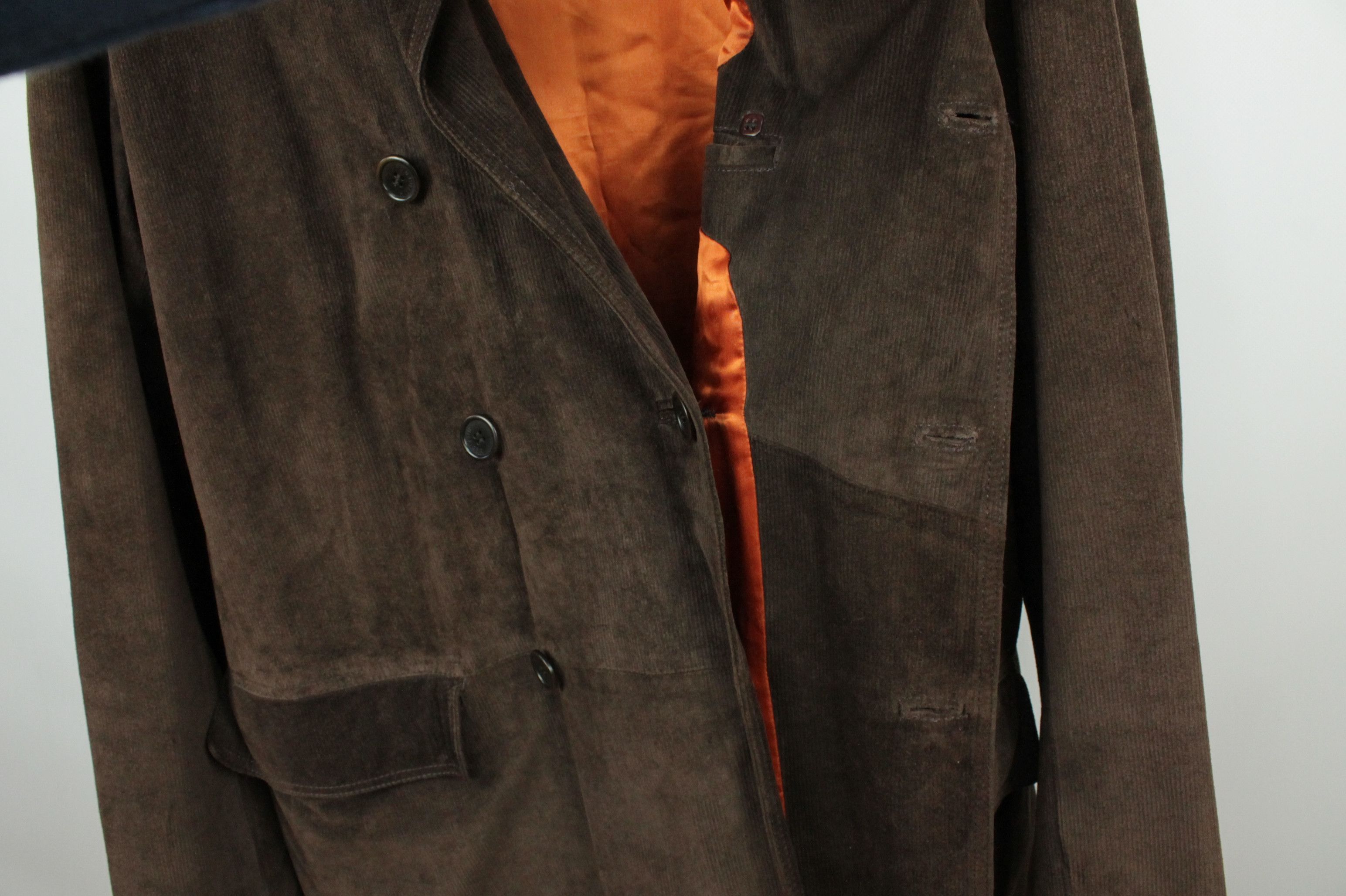 Tommy Hilfiger Tommy Hilfiger Brown Corduroy Leather Double-Breasted Jacket Size US XL / EU 56 / 4 - 12 Thumbnail