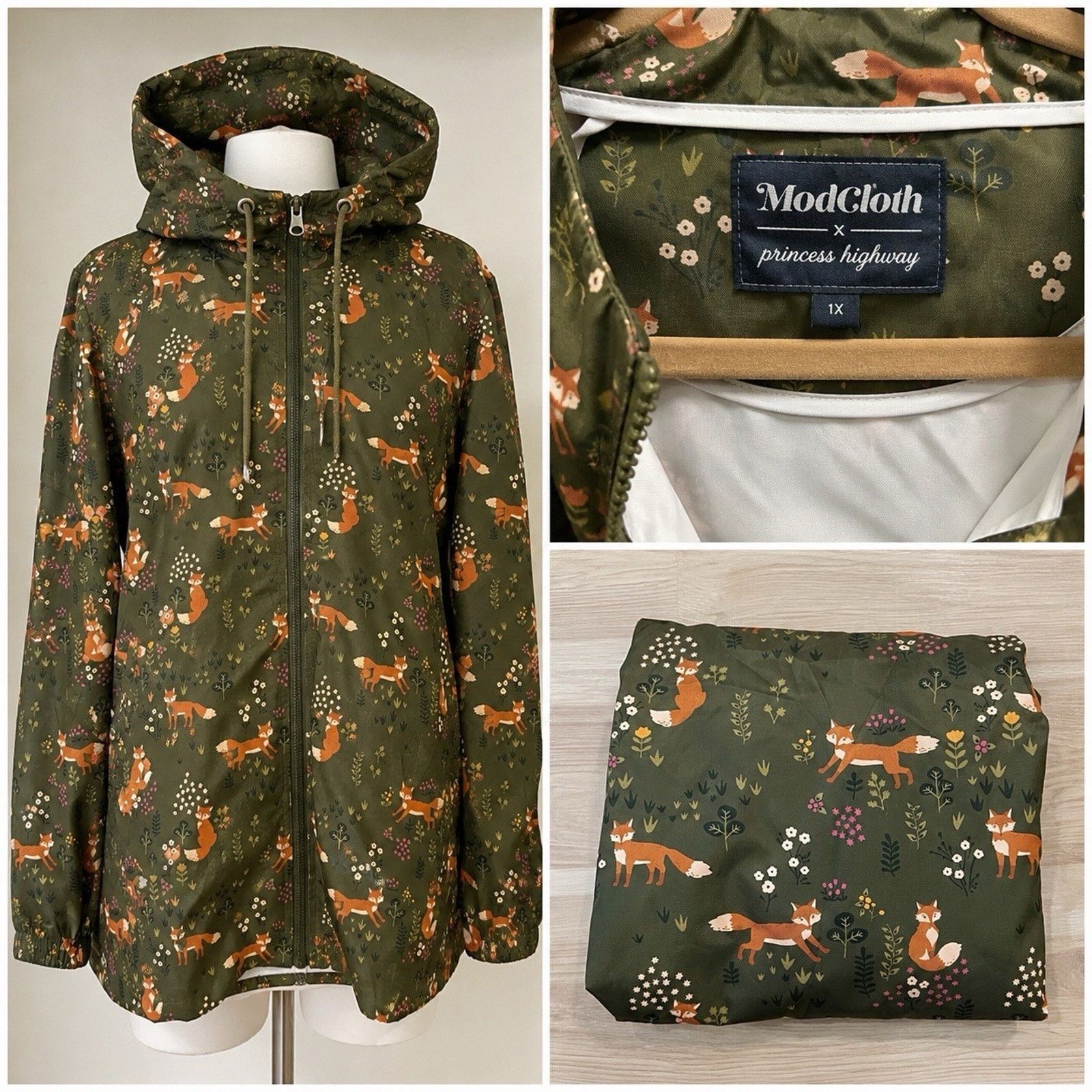 Other ModCloth Princess Rain Jacket Windbreaker 1X Fox Whimsy Size XL / US 12-14 / IT 48-50 - 1 Preview
