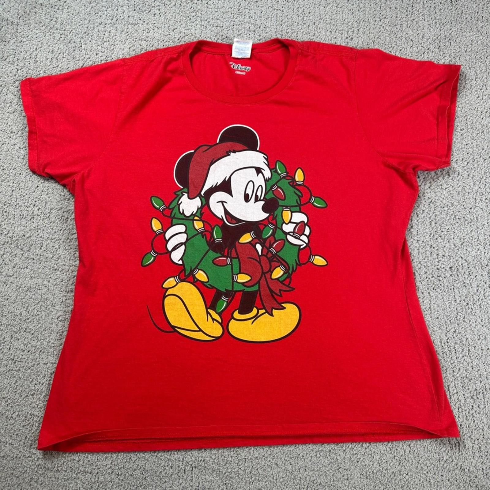 Disney Disney Mickey Mouse Christmas Lights Red T Shirt Women XXL Size XXL / US 16-18 / IT 52-54 - 1 Thumbnail