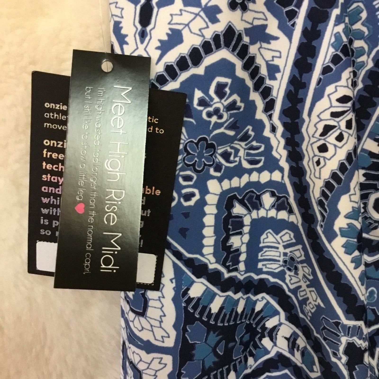 Other ONZIE Blue Pattern High Waist Basic Midi Leggings Size 24" / US 00 / IT 34 - 3 Thumbnail