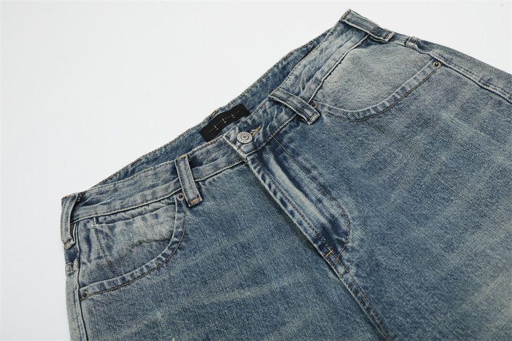 Jean Punk retro straight men's distressed washed jeans Size US 32 / EU 48 - 3 Thumbnail
