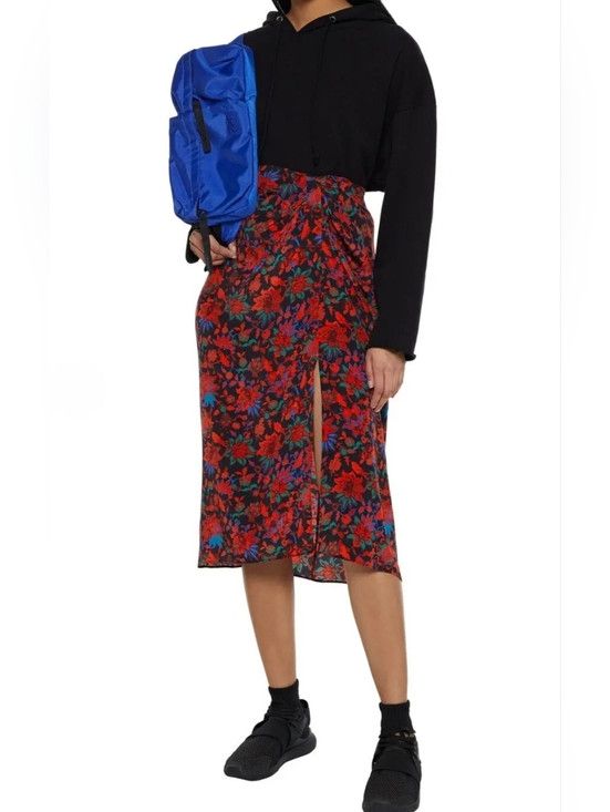 Rag & Bone Red Multi Amber Silk Floral Skirt Gift Party Spring Summer Size 26" / US 2 / IT 38 - 6 Thumbnail