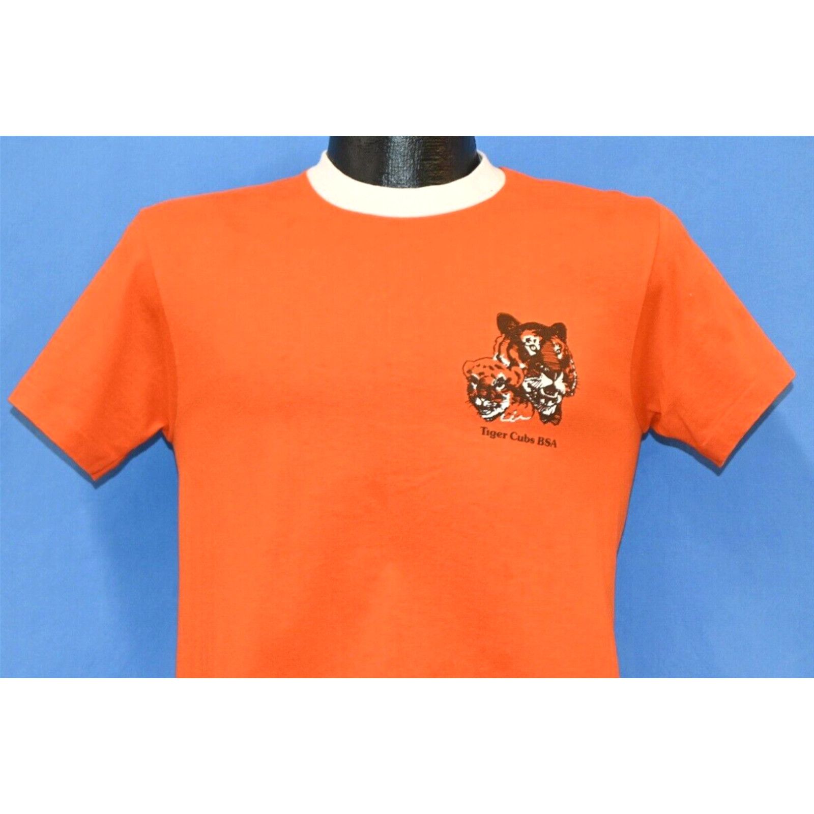 image of Vintage 80's Bsa Tiger Cub Boy Scouts Of America Orange T-Shirt Small S in White, Men's