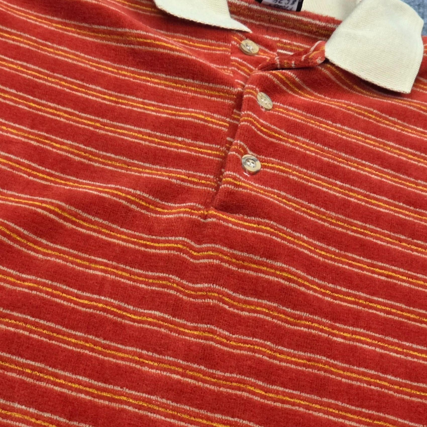 Velour VINTAGE Dorado Shirt Henley Long Sleeve Striped Men's Medium Orange Velour USA Shirt Mens Size US M / EU 48-50 / 2 - 3 Thumbnail