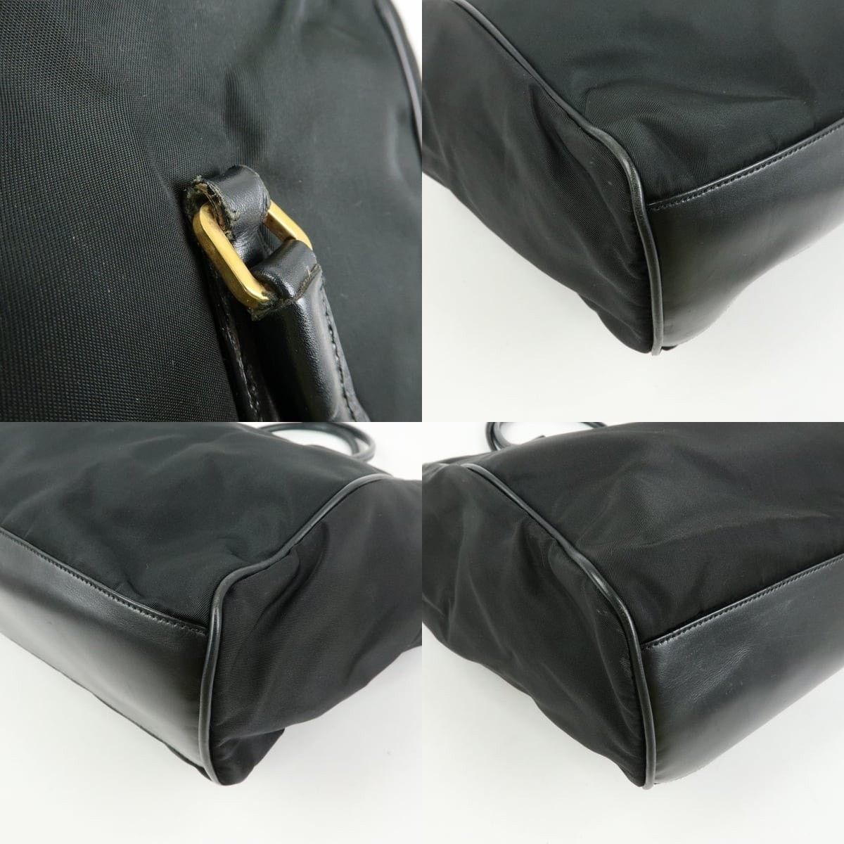 Prada Prada Triangle Logo Nylon Leather Tote Black Size ONE SIZE - 5 Thumbnail
