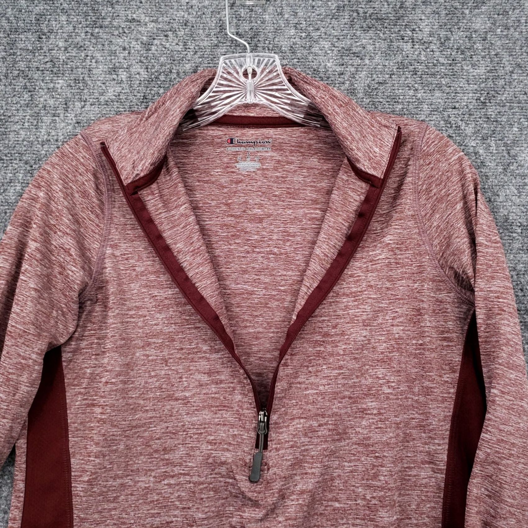Champion Champion Shirt S Small Red Heather Long Sleeve 1/2 Zip Mock Neck Pullover T Mens Size US S / EU 44-46 / 1 - 7 Thumbnail
