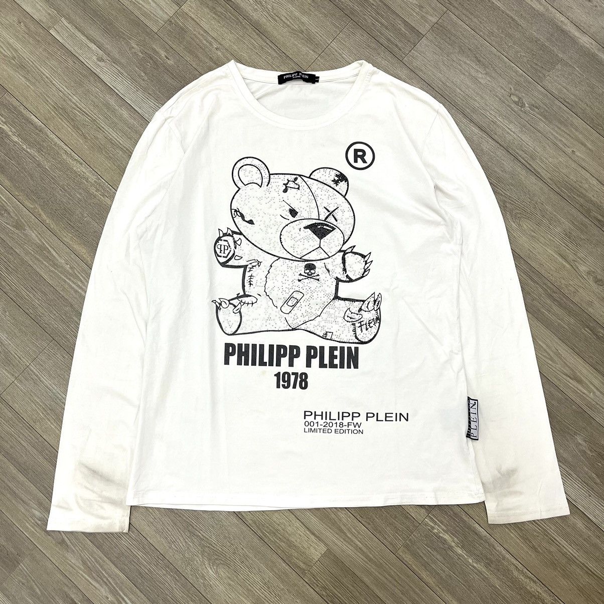Philipp Plein Phillip Plien Pets Killer Bear White Longsleeve Size US L / EU 52-54 / 3 - 1 Thumbnail