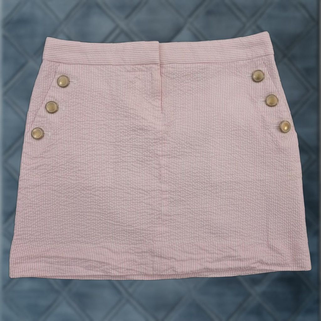 J.Crew J.Crew Skirt Short Pencil Pink Striped Seersucker Cotton Size 2 Pockets Womens Size 26" / US 2 / IT 38 - 1 Thumbnail