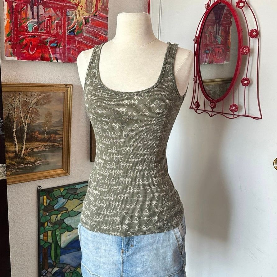 Old Navy old navy green and white owel graphic tank top Size S / US 4 / IT 40 - 1 Thumbnail