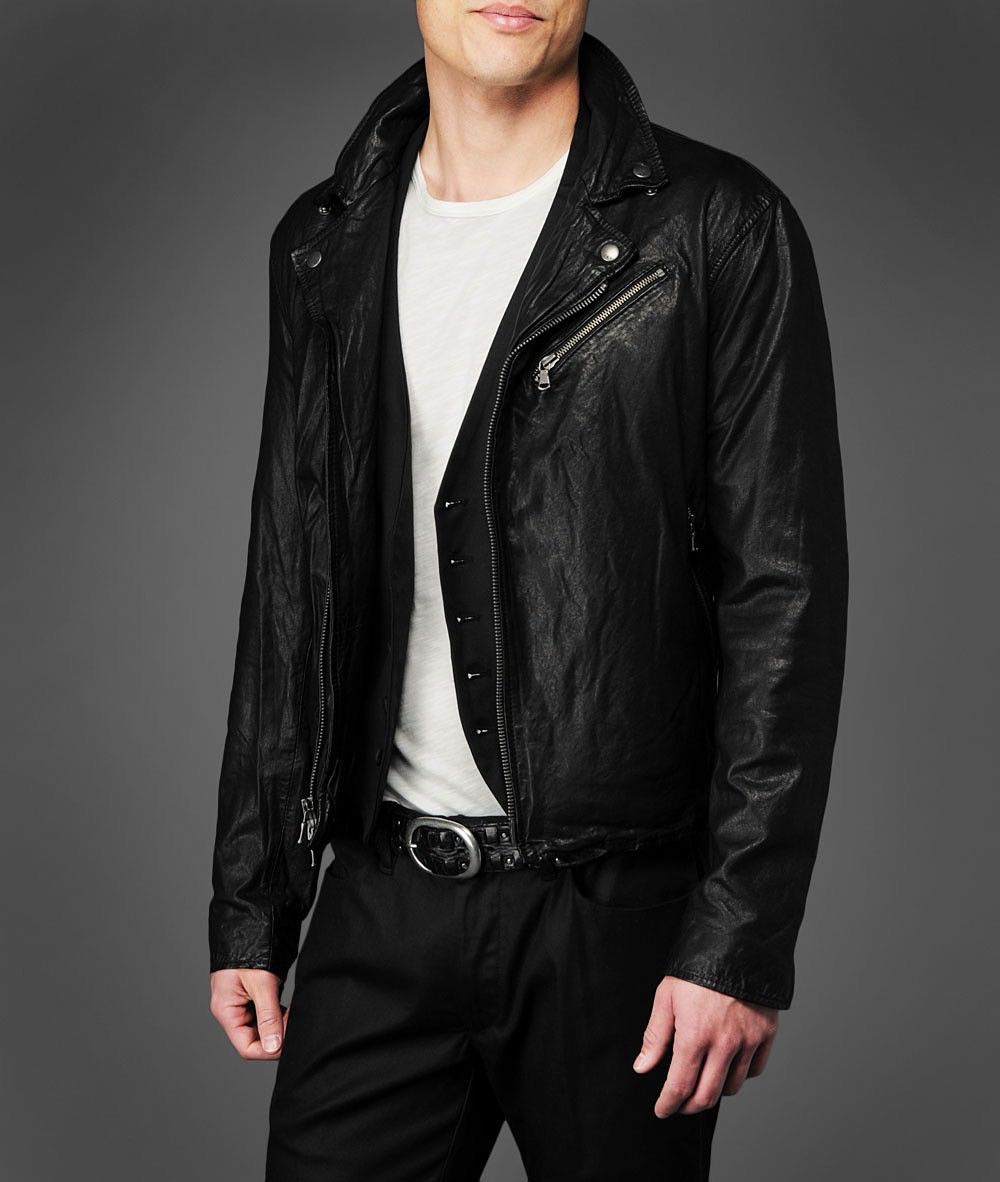 John Varvatos Asymmetrical Leather Biker Jacket. Large Size US L / EU 52-54 / 3 - 2 Thumbnail