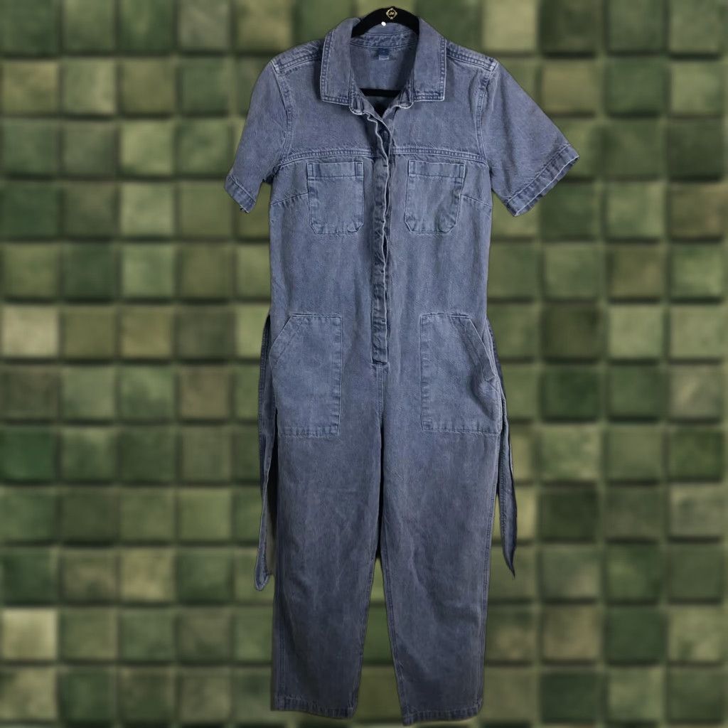 Old Navy Old Navy Jumpsuit Womens Medium Blue Denim Short Sleeve Romper Coverall Utility Size 32" / US 10 / IT 46 - 1 Thumbnail