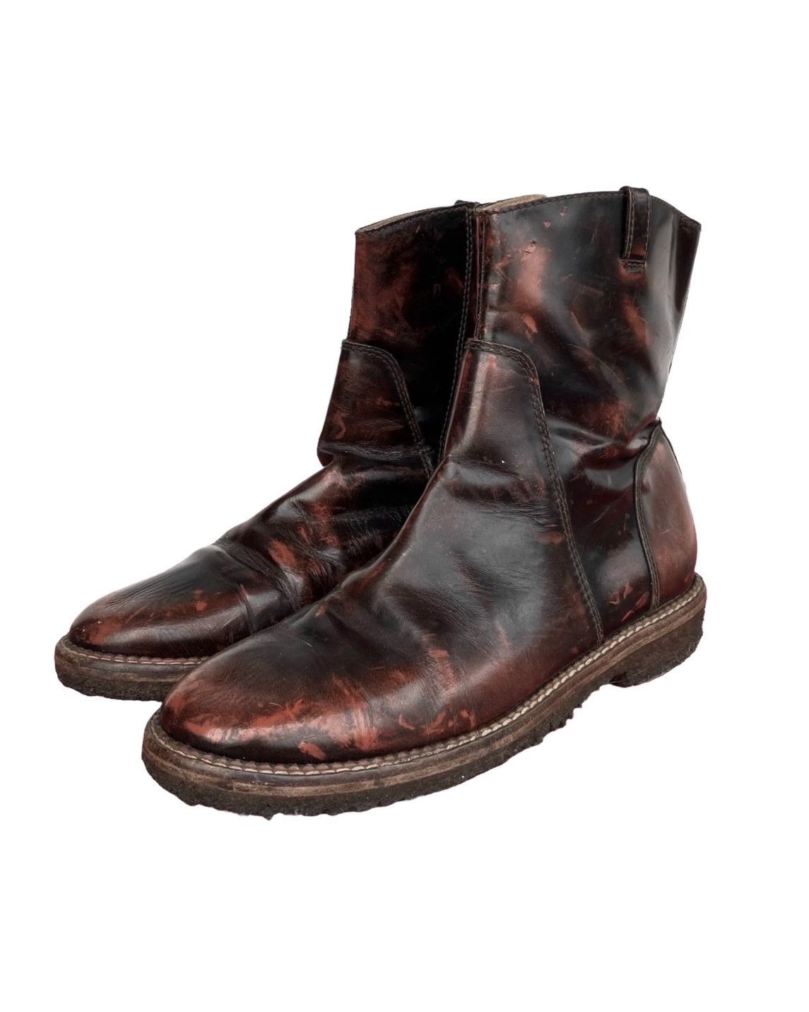 image of Maison Margiela Russet Patina Ankle Boots in Rust, Men's (Size 7)