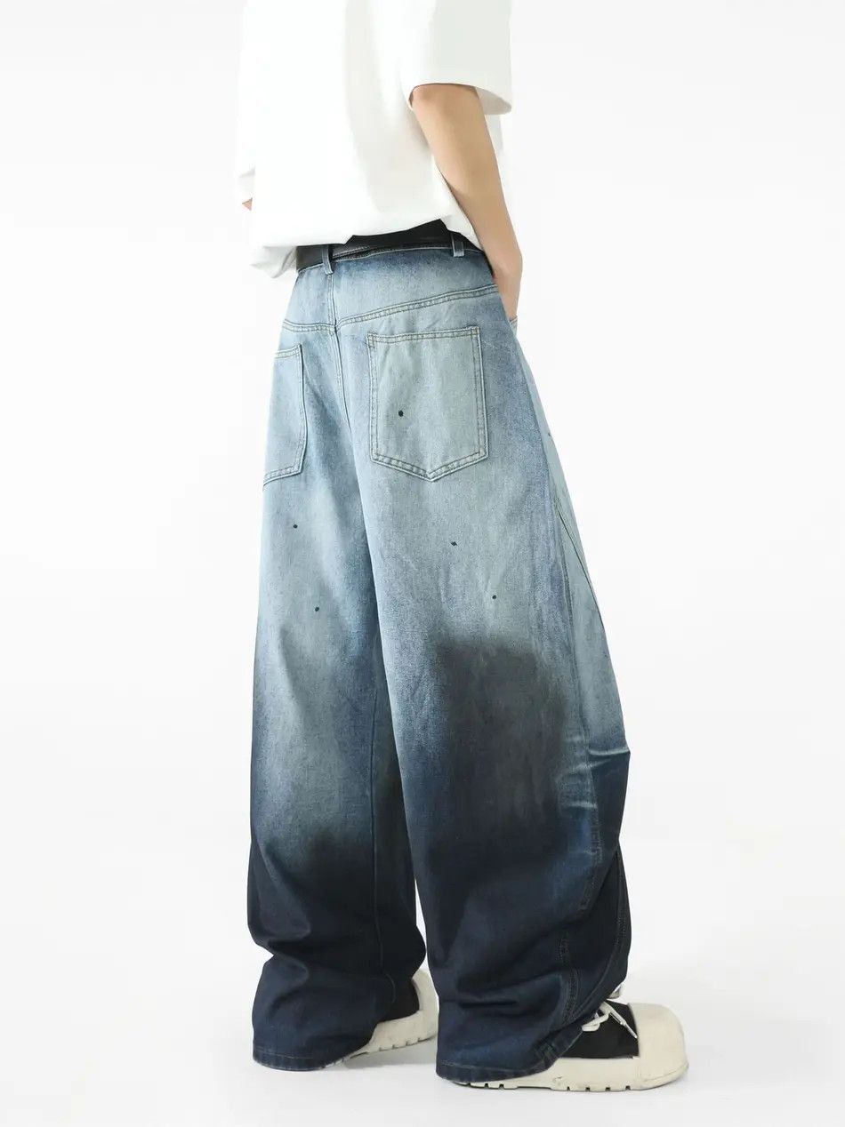 Japanese Brand Retro loose gradient splashed ink jeans Size US 32 / EU 48 - 4 Thumbnail
