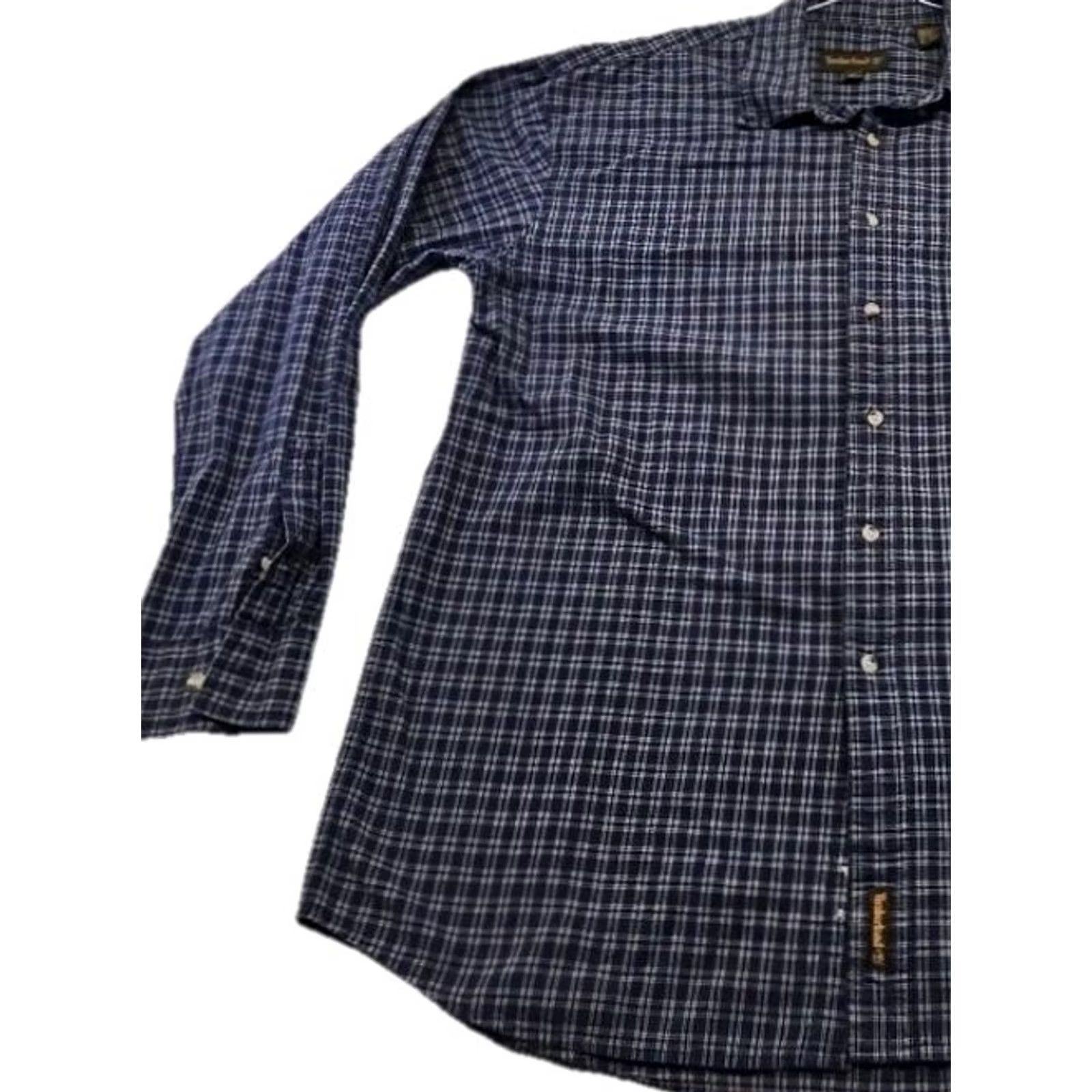 Timberland VINTAGE Timberland Shirt Mens XL Blue Plaid Button-Down 90s Wool? Cotton? (original says 100% cotton) Size US XL / EU 56 / 4 - 4 Thumbnail