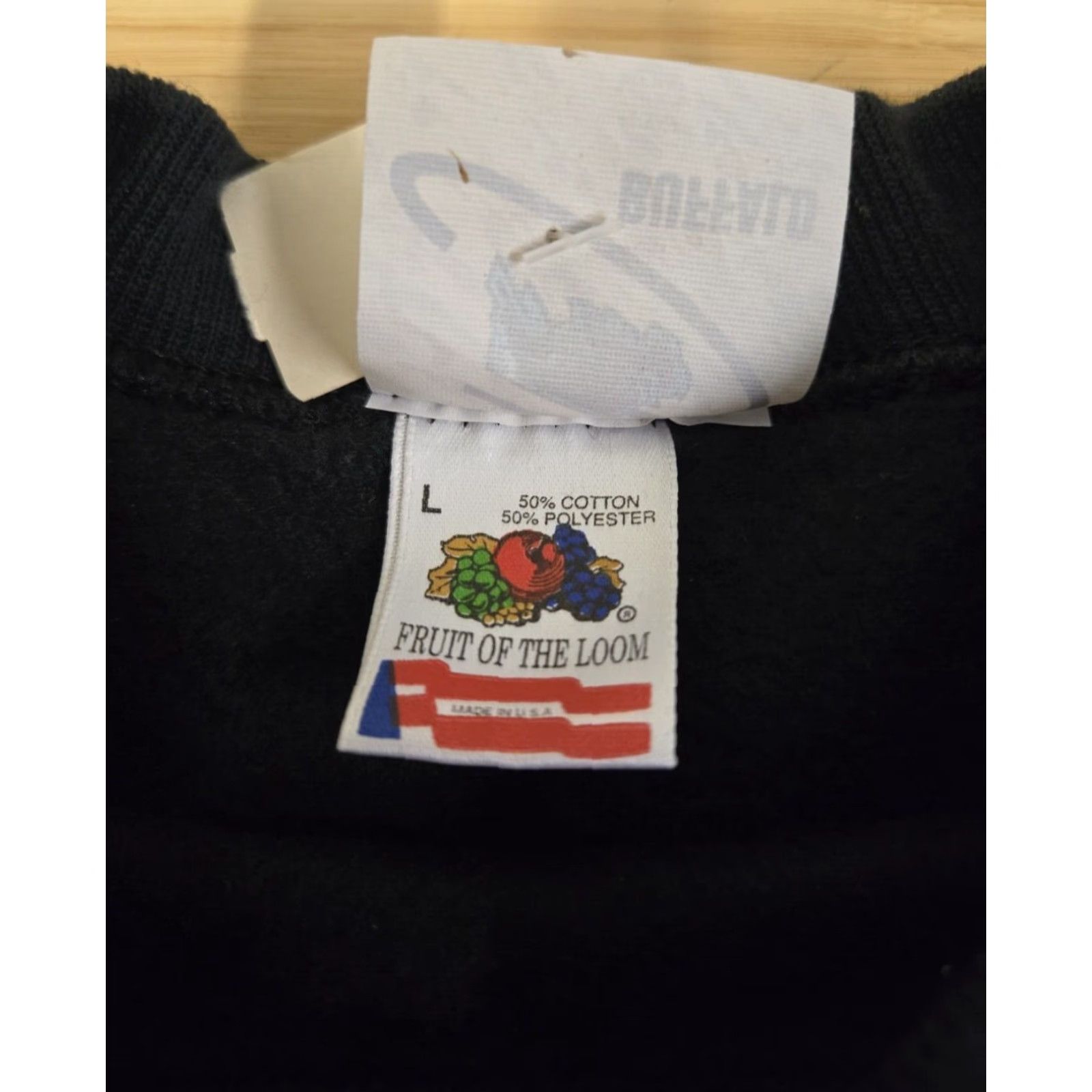 Fruit Of The Loom VINTAGE Fruit the Loom Sweatshirt Crewneck L Black Unisex Adults Bald Eagle USA 90s Graphic Print Logo Cotton Size US L / EU 52-54 / 3 - 6 Thumbnail
