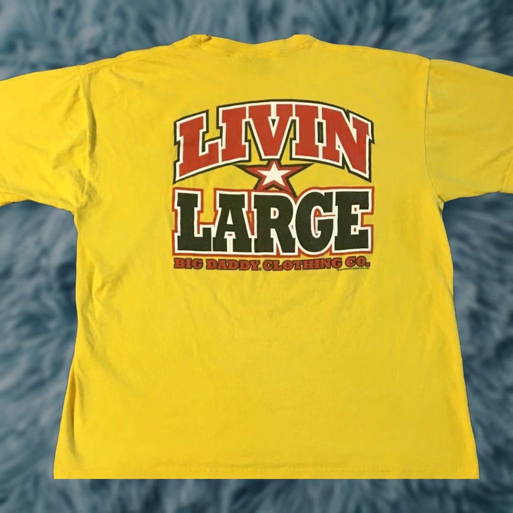 JNCO VINTAGE Big Daddy Livin Large Faded Distressed Shirt 2XL Yellow Punk Grunge Skate USA 90s Jnco Mens T-Shirt Size US XXL / EU 58 / 5 - 1 Thumbnail