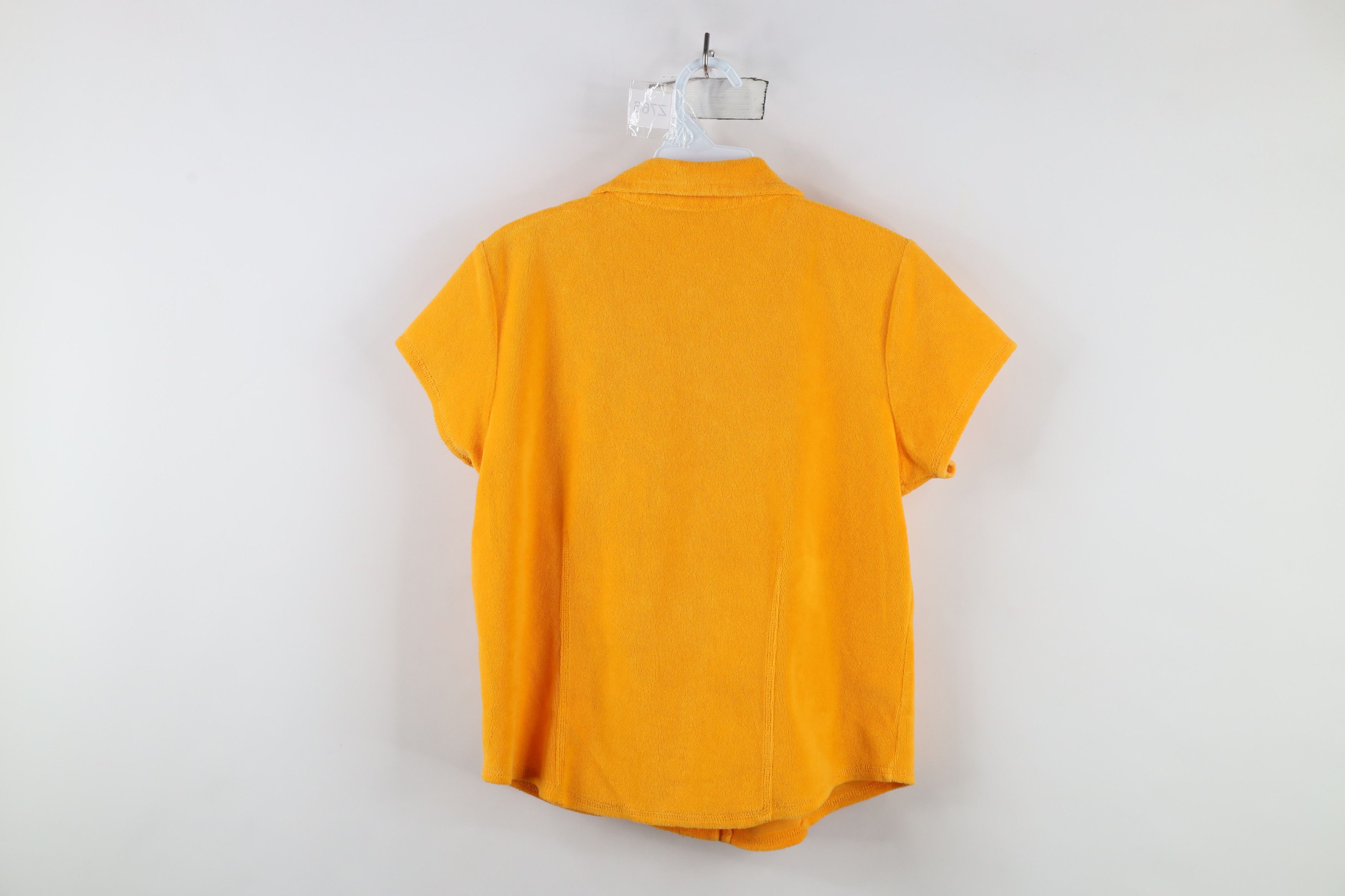 Vintage Vintage 90s Y2K Terry Cloth Cropped Button Shirt Yellow Size M / US 6-8 / IT 42-44 - 6 Thumbnail