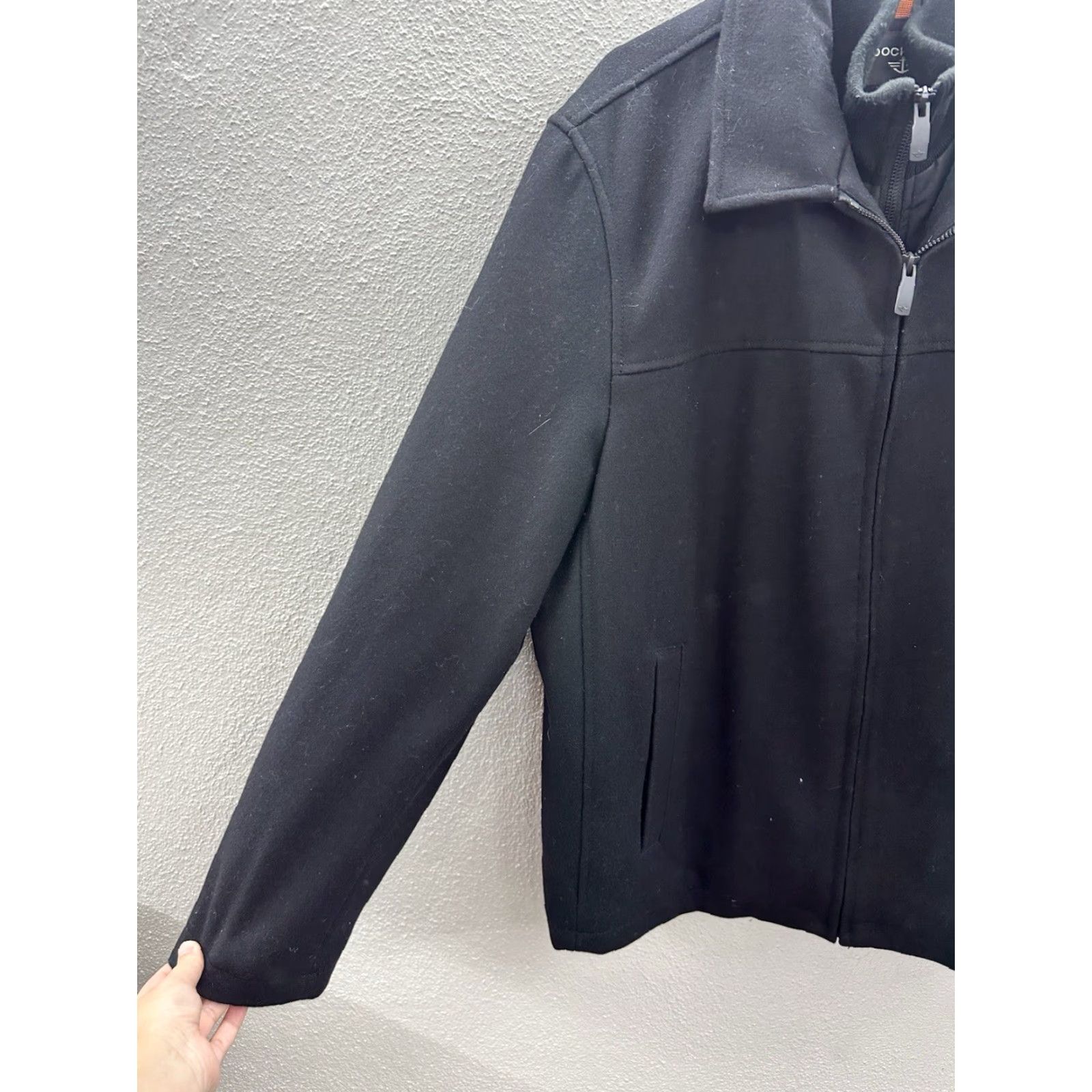 Dockers DOCKERS Peacoat Jacket Black XL Wool Blend Double Zip Up Faux Mock Neck Mens Regular Stand-Up Collar 90s City Classic Outdoor BLAK Size US XL / EU 56 / 4 - 2 Thumbnail