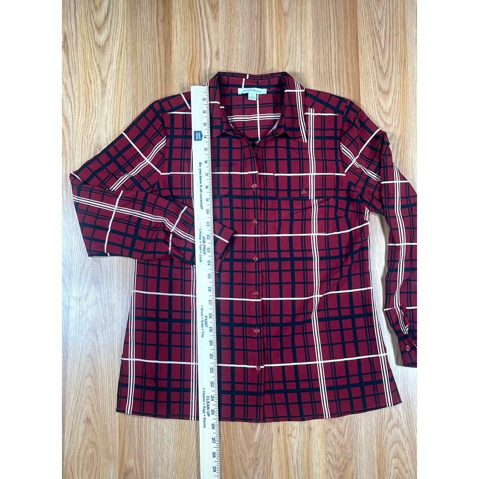 Vintage Studio Works Shirt Womens S Check Button Front Long Sleeve Collared Casual Red Size S / US 4 / IT 40 - 3 Thumbnail