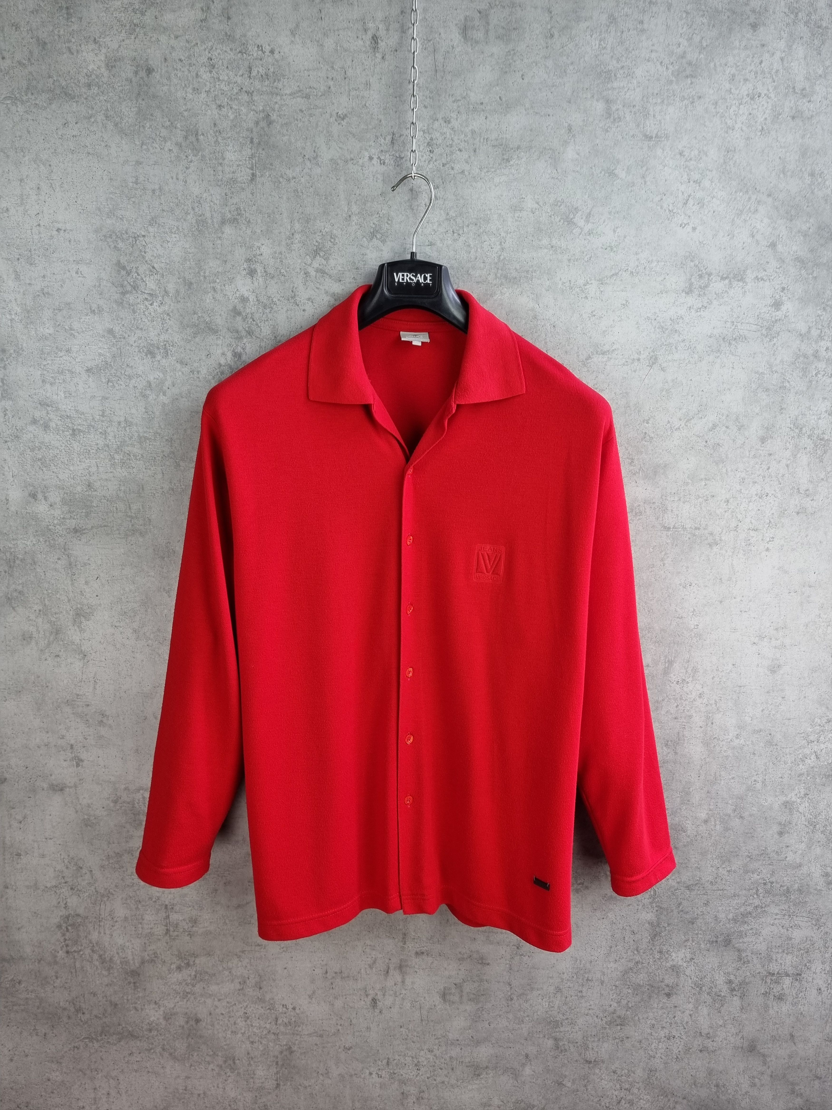 Gianni Valentino × Versace × Vintage Rare VERSACE Fluffy Comfy Collared Sweater Button Up Size US XL / EU 56 / 4 - 1 Thumbnail