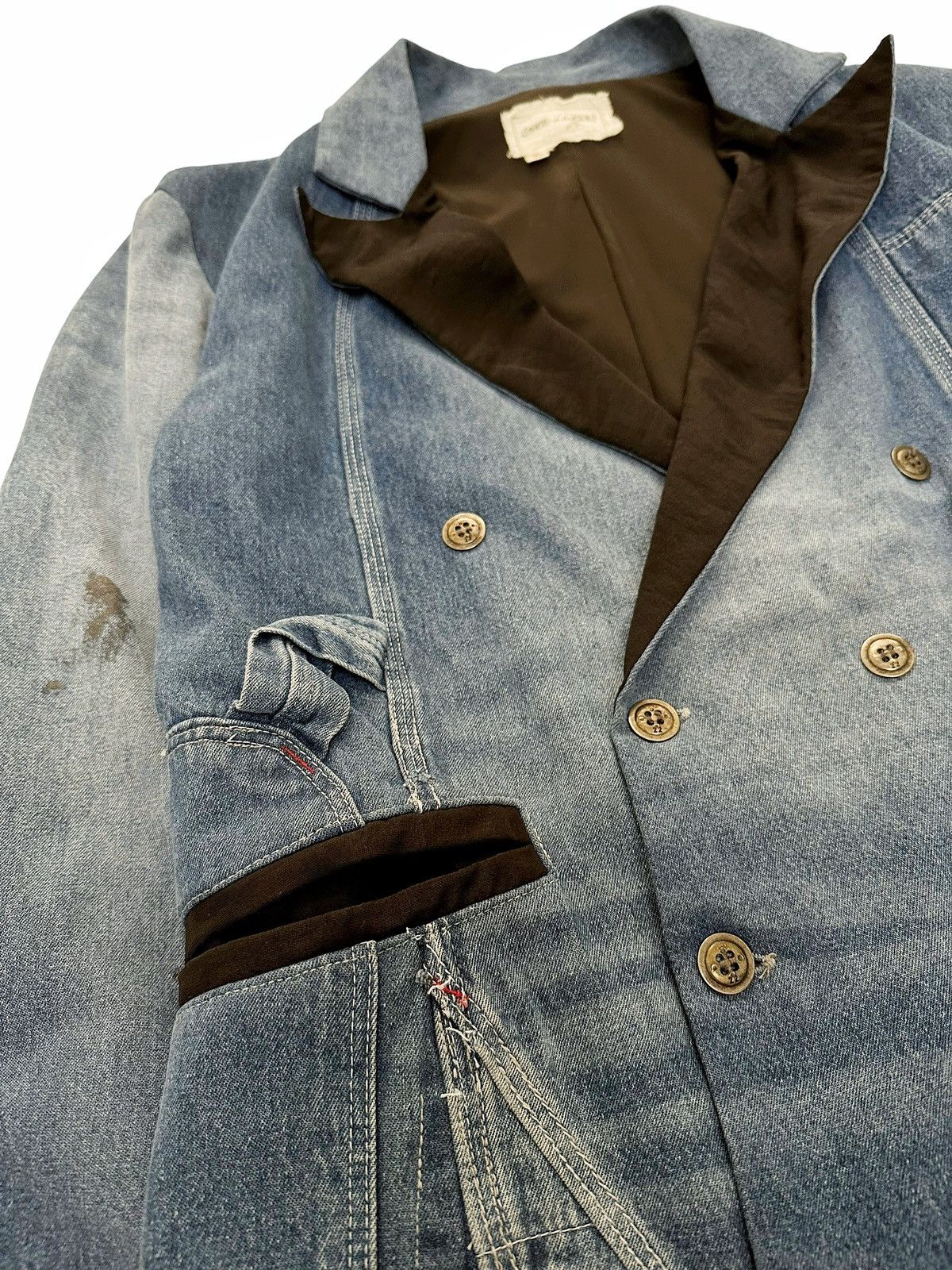 Greg Lauren Sz0 Vintage Denim DB Double Breasted Blazer Coat Size 48R - 2 Thumbnail