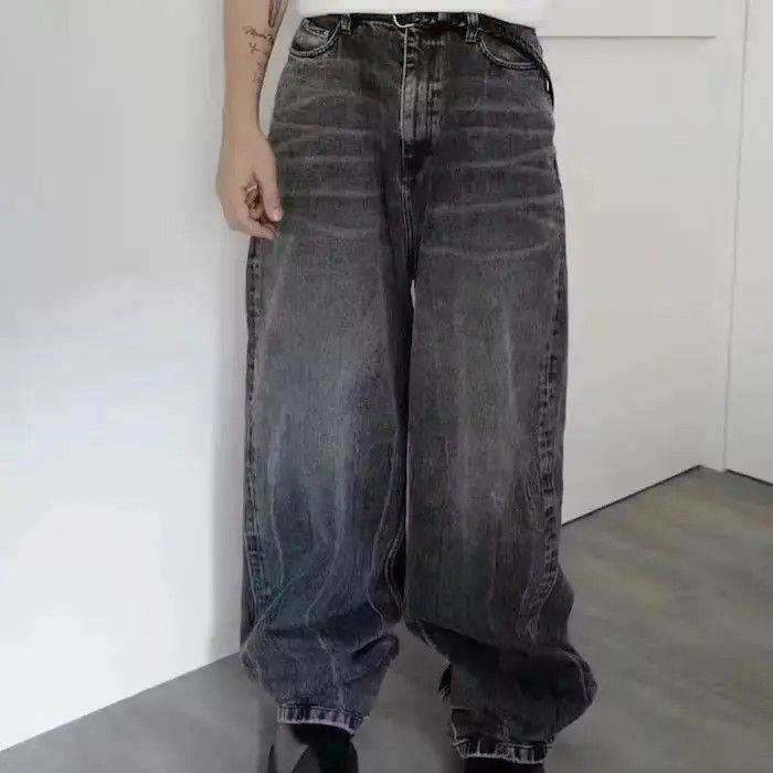 Japanese Brand × Jean Black Washed Damage Baggy jeans Size US 34 / EU 50 - 1 Thumbnail