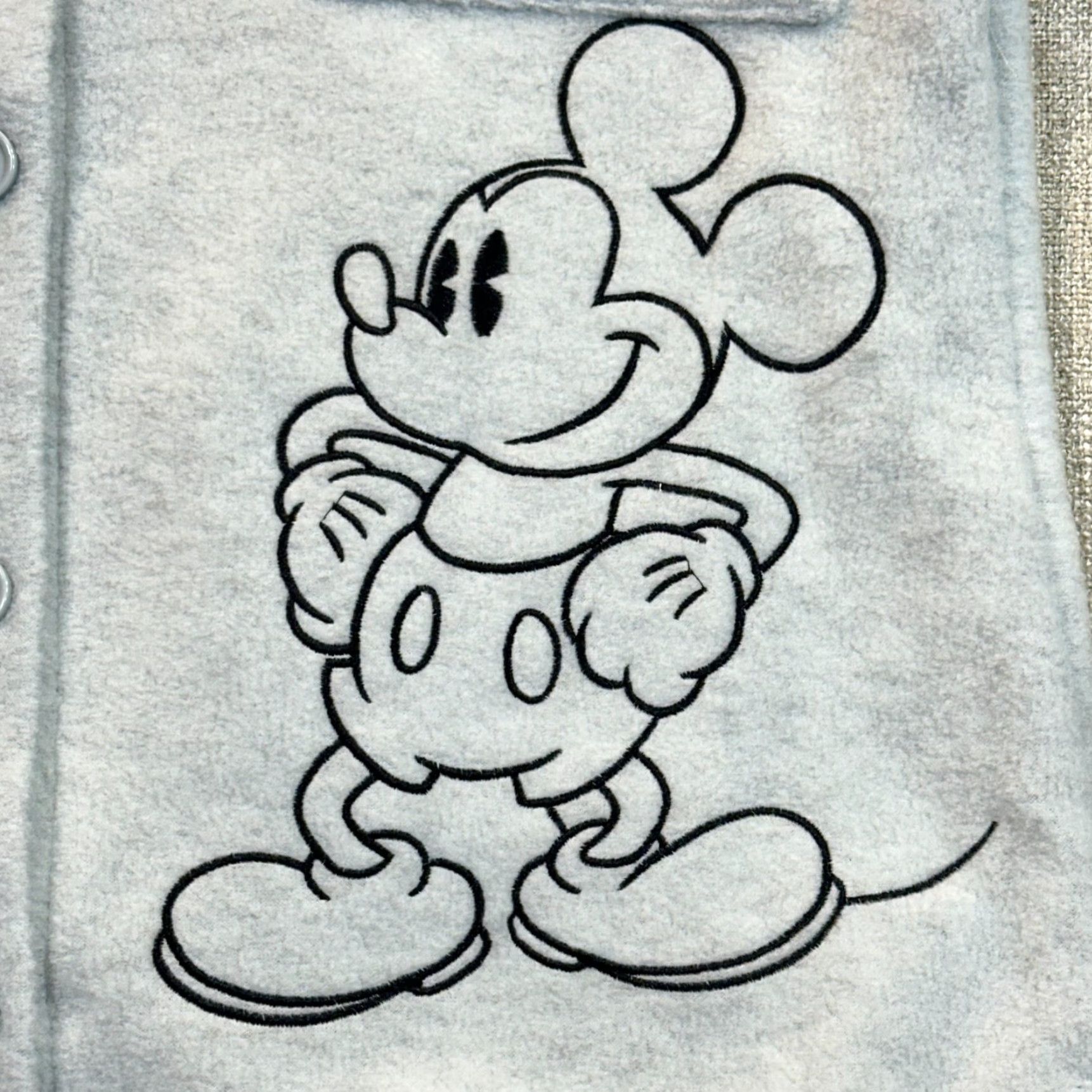 Vintage Mickey Mouse Embroidered Fleece Shacket Women's XXS Gray Polyester Shacket Cartoon Disney Mickey Mouse Heather Gray Shacket Womens XXS Size XXS / US 00 / IT 34 - 5 Thumbnail