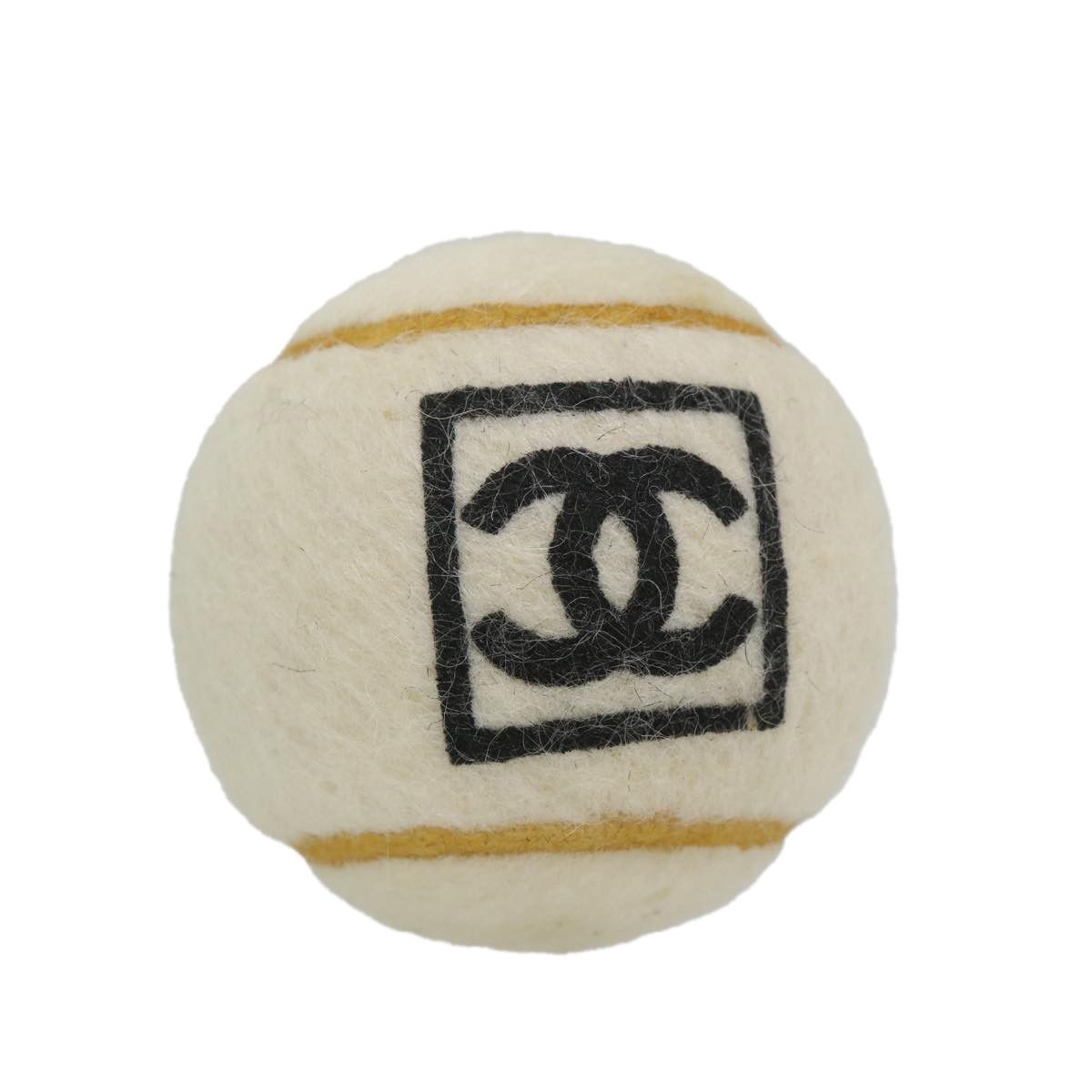 image of Chanel Tennis Ball Felt White Cc Auth Bs9326, Women's