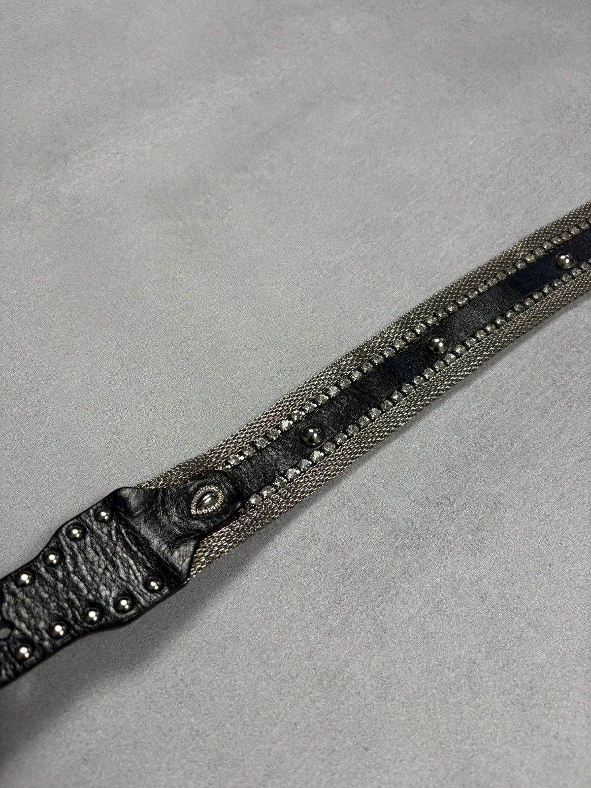 Other Berge Leather Studded Belt Rhinestone Chain Solid Brass Y2K Size ONE SIZE - 9 Thumbnail