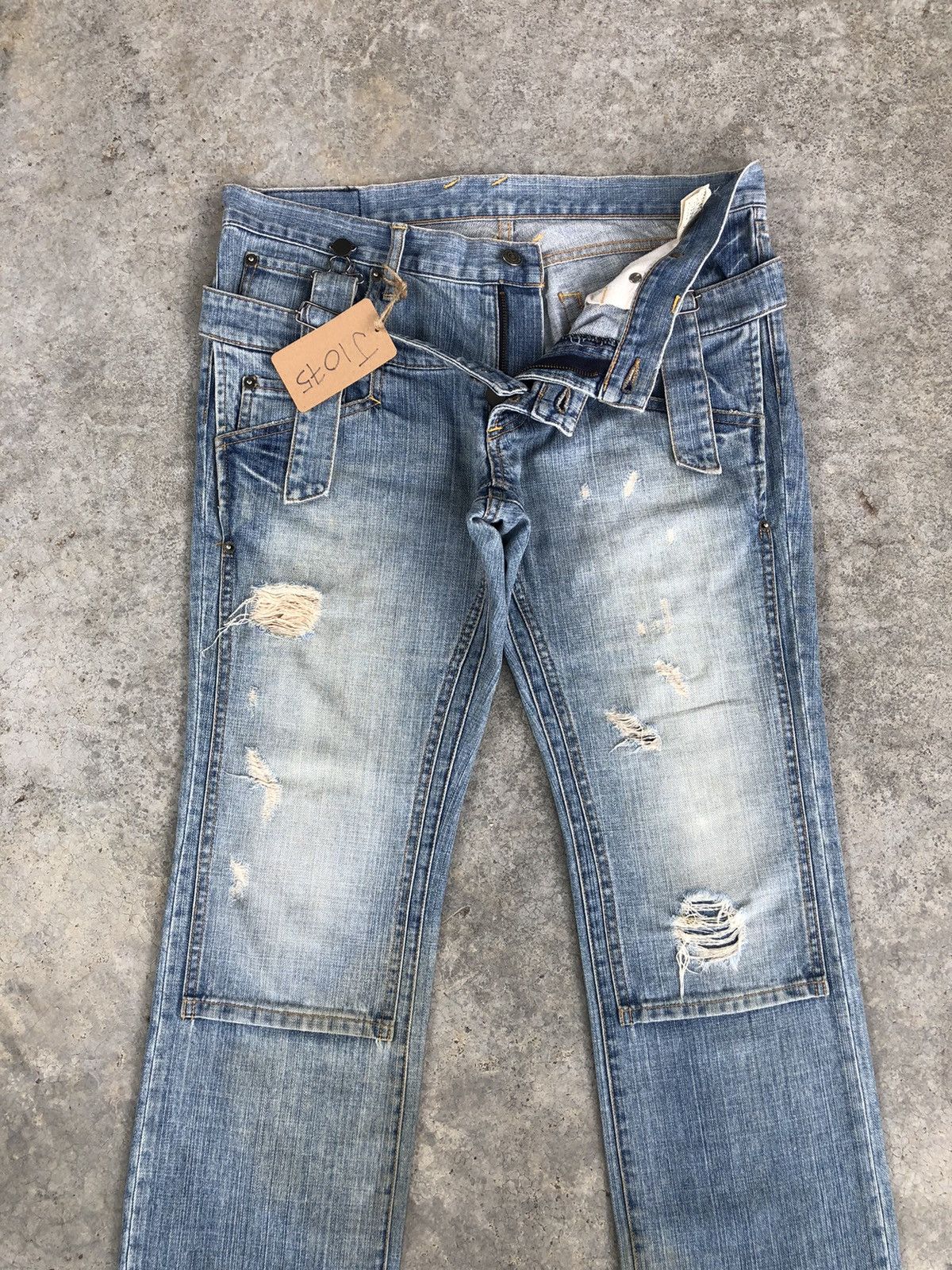 PPFM Japanese PPFM Double Waist Distressed Jeans Size US 33 - 3 Thumbnail