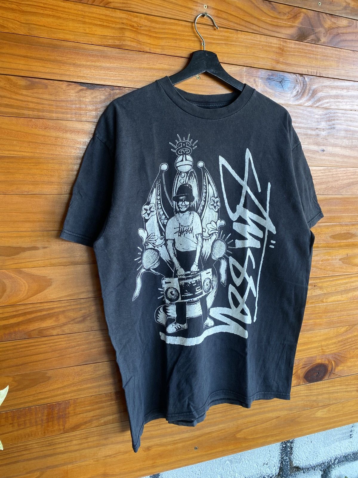 Stussy Vintage Late 90s Stüssy Hip-Hop Graphic T-Shirt Faded Black Size US L / EU 52-54 / 3 - 7 Thumbnail