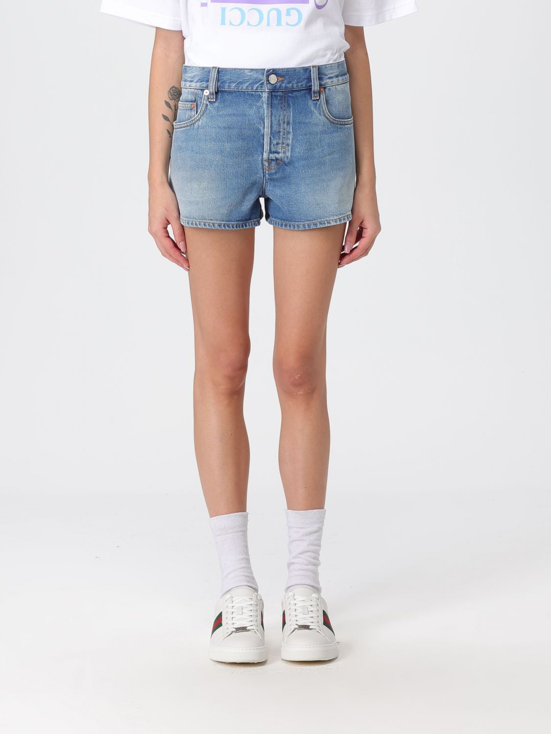 Gucci Gucci Short Woman Gnawed Blue Size 28" / US 6 / IT 42 - 1 Thumbnail