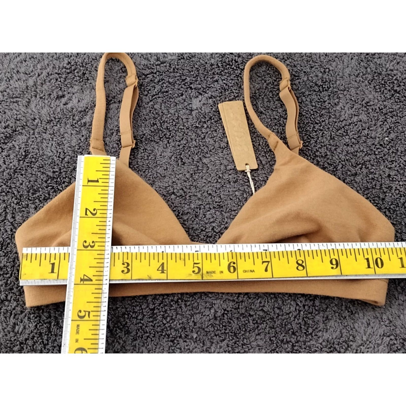 SKIMS SKIMS Triangle Bralette Women XXS Camel Cotton Jersey Wireless Adjustable Strap Solid 2XS BRA Size ONE SIZE - 6 Thumbnail