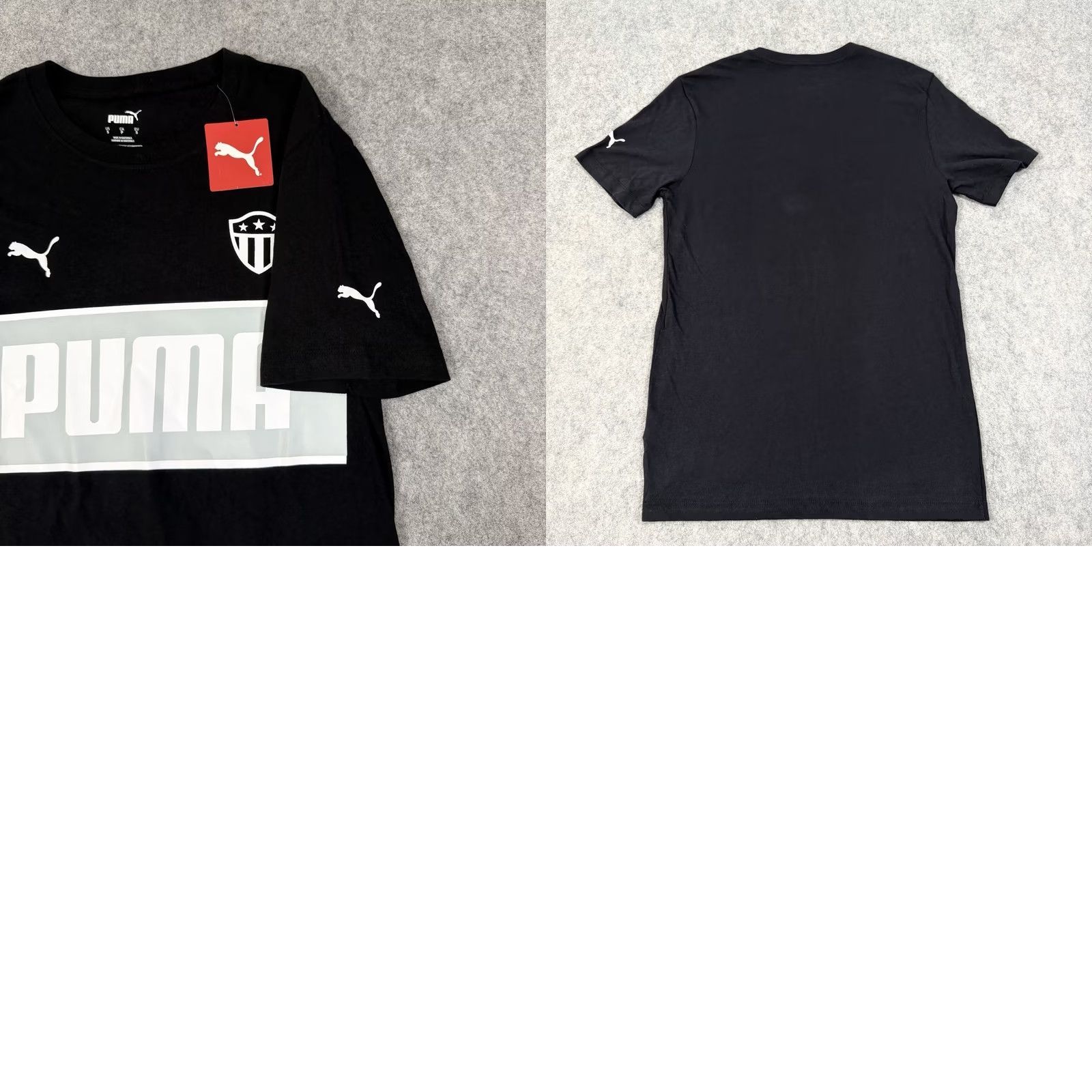 Puma Puma Soccer Shield Badge Sport Short Sleeve T-Shirt Mens Black Small Cotton Knit Shirt 38in Chest 28.5in Length Size US S / EU 44-46 / 1 - 10 Thumbnail