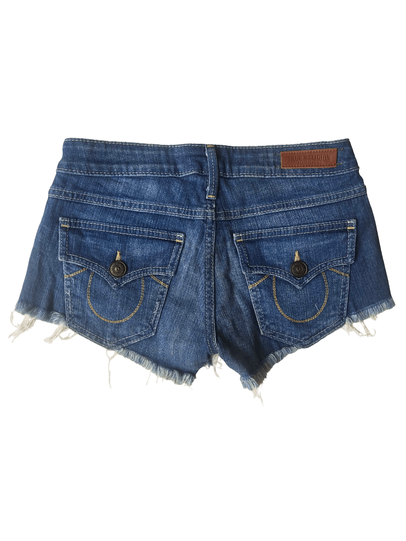 True Religion True Religion USA Made Cutoff Denim Shorts Embroidered Side Size 28" / US 6 / IT 42 - 3 Thumbnail