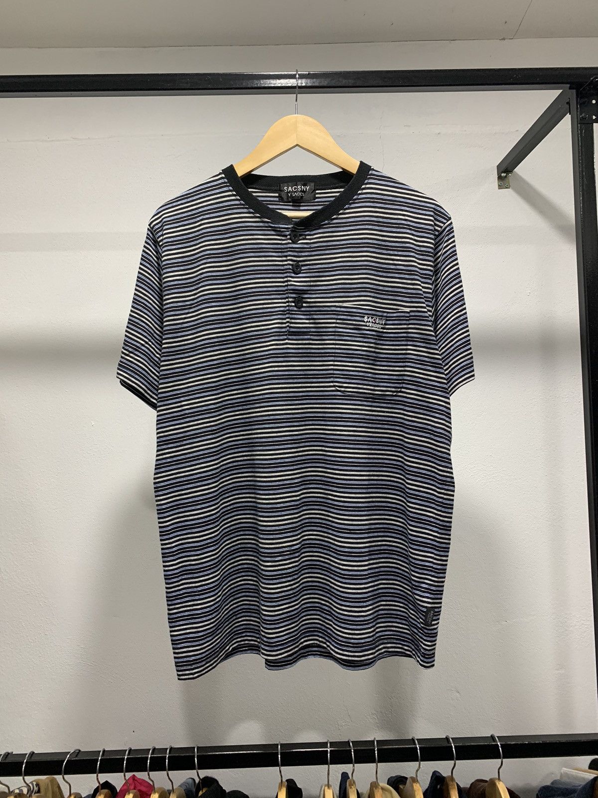 Designer × Y's × Yohji Yamamoto Sacsny Y’saccs Stripes Henley Shirt Size US L / EU 52-54 / 3 - 1 Thumbnail