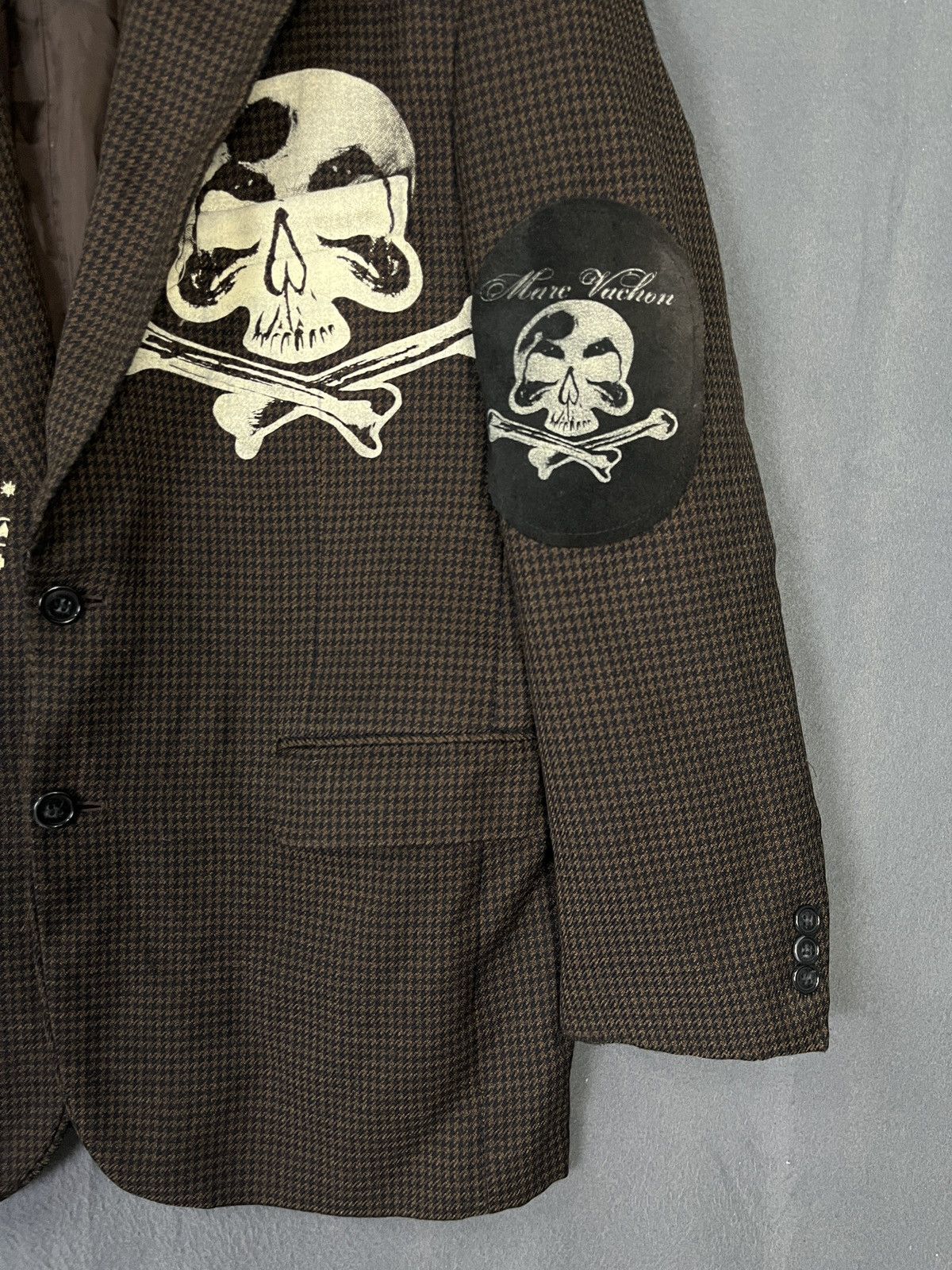 Designer × Seditionaries Marc Vachon Towncraft Skull Checkered Wool Blazer Size 46R - 5 Thumbnail