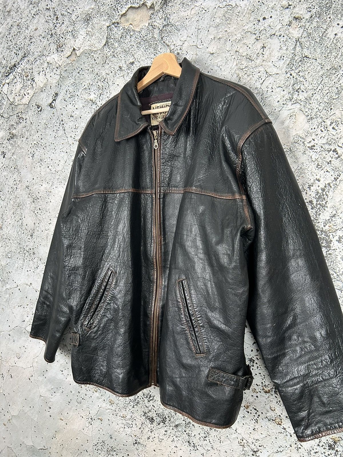 Genuine Leather Vintage Genuine Leather Jacket 90s Avant-garde Punk Rock Size US L / EU 52-54 / 3 - 2 Thumbnail