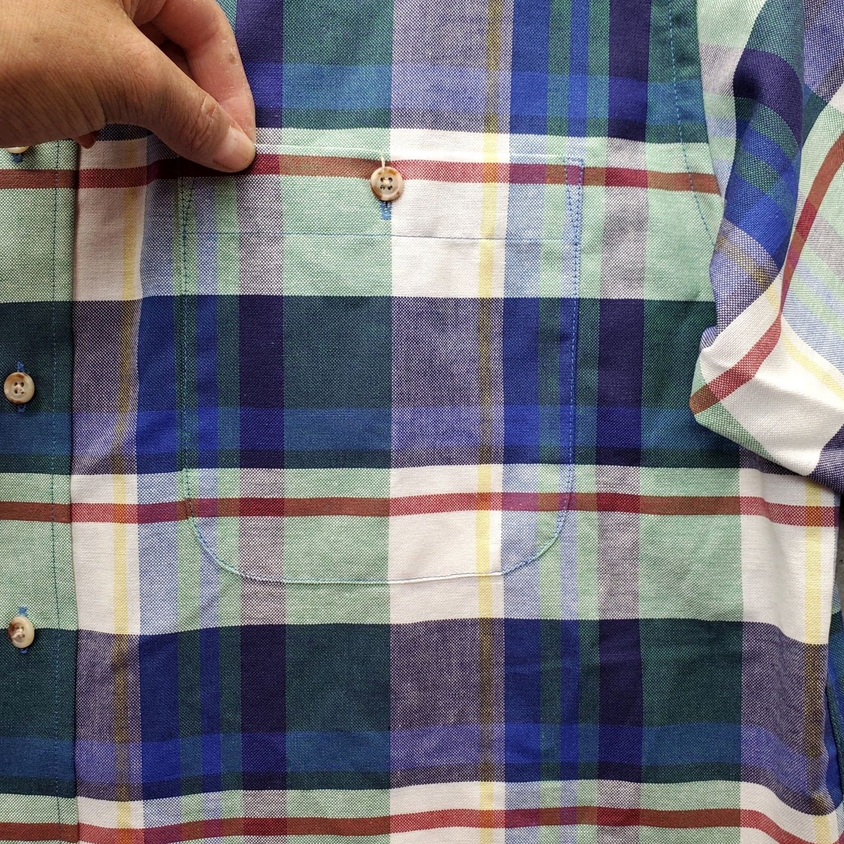 Vintage John Ashford Shirt Mens L Multi Plaid Oxford Collar Button-Down EUC Size US L / EU 52-54 / 3 - 5 Thumbnail