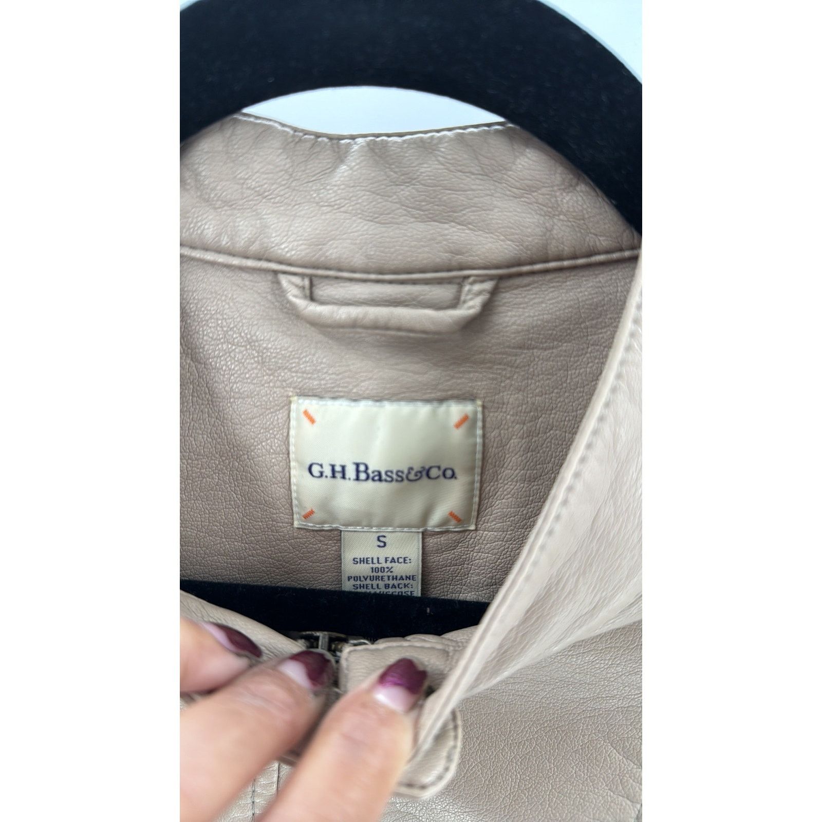 G.H. Bass & Co. G.H. Bass & Co. Moto Jacket Beige Faux Leather Women's sz S Size S / US 4 / IT 40 - 6 Thumbnail