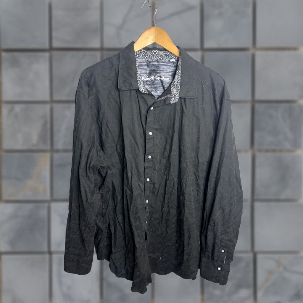 Robert Graham Robert Graham Shirt Mens 2XL Black Long Sleeve Dress Jacquard Size 48R - 1 Thumbnail