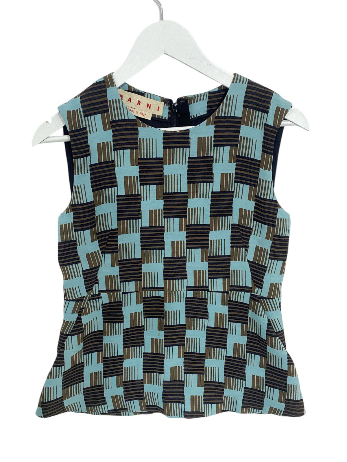 Marni Marni Blue print wool and Silk Sleeveless A line top Size XS / US 0-2 / IT 36-38 - 1 Thumbnail