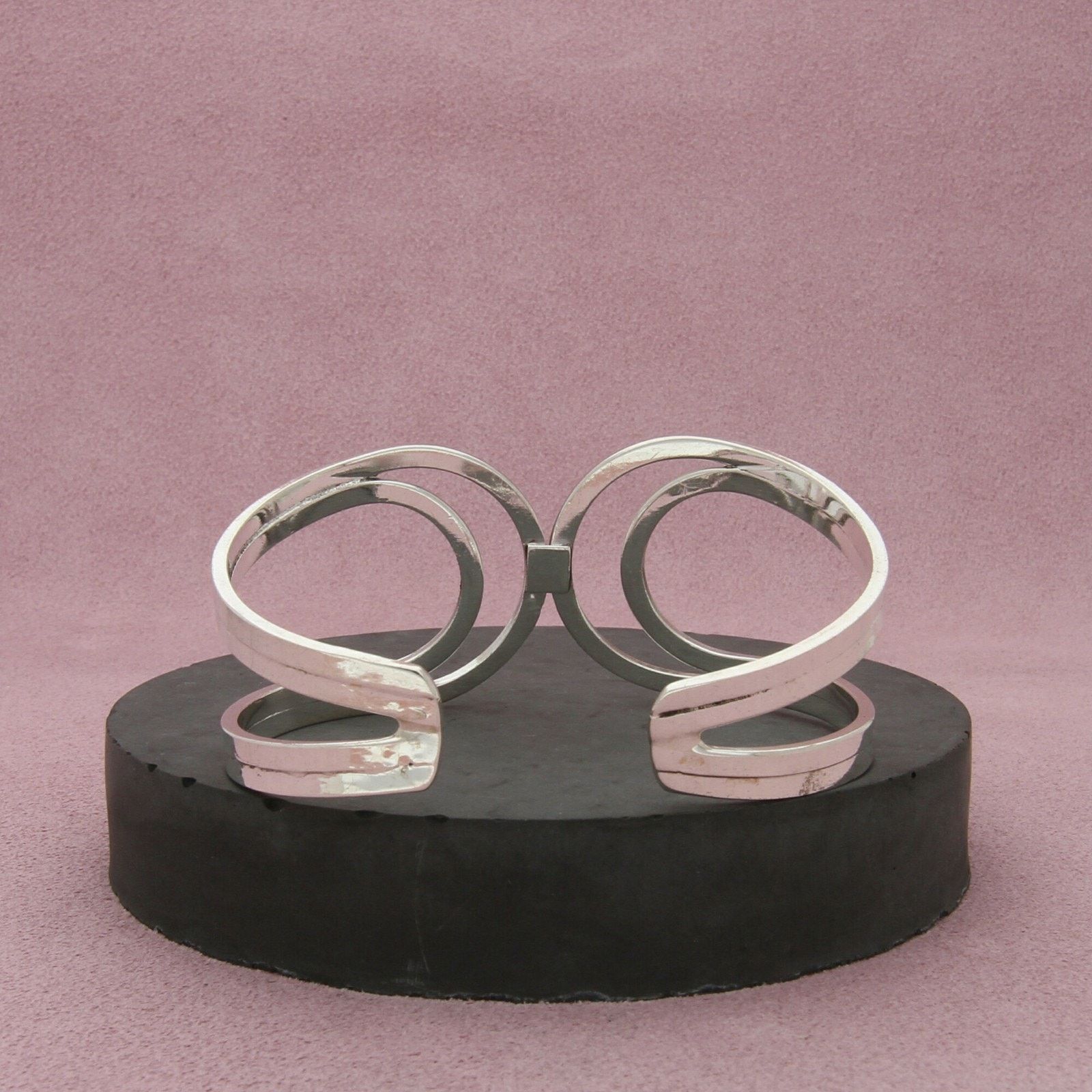 Sterling Silver sterling silver vintage open crescent cuff bracelet size 7in Size ONE SIZE - 3 Thumbnail
