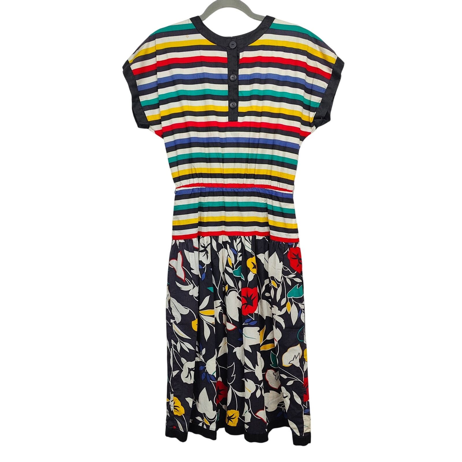 Other Vintage Joan Leslie by Kasper Dress Striped Floral Dress 6 Size M / US 6-8 / IT 42-44 - 1 Thumbnail