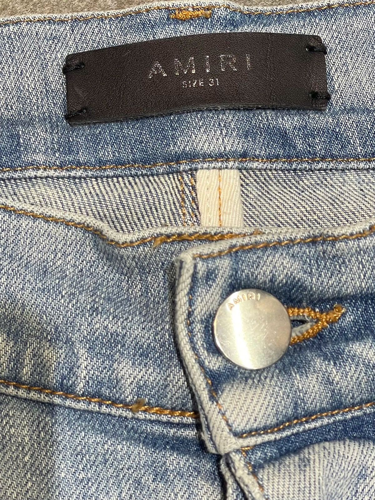 Amiri Amiri Blue Denim Brown Patch Jeans Size US 31 - 3 Thumbnail