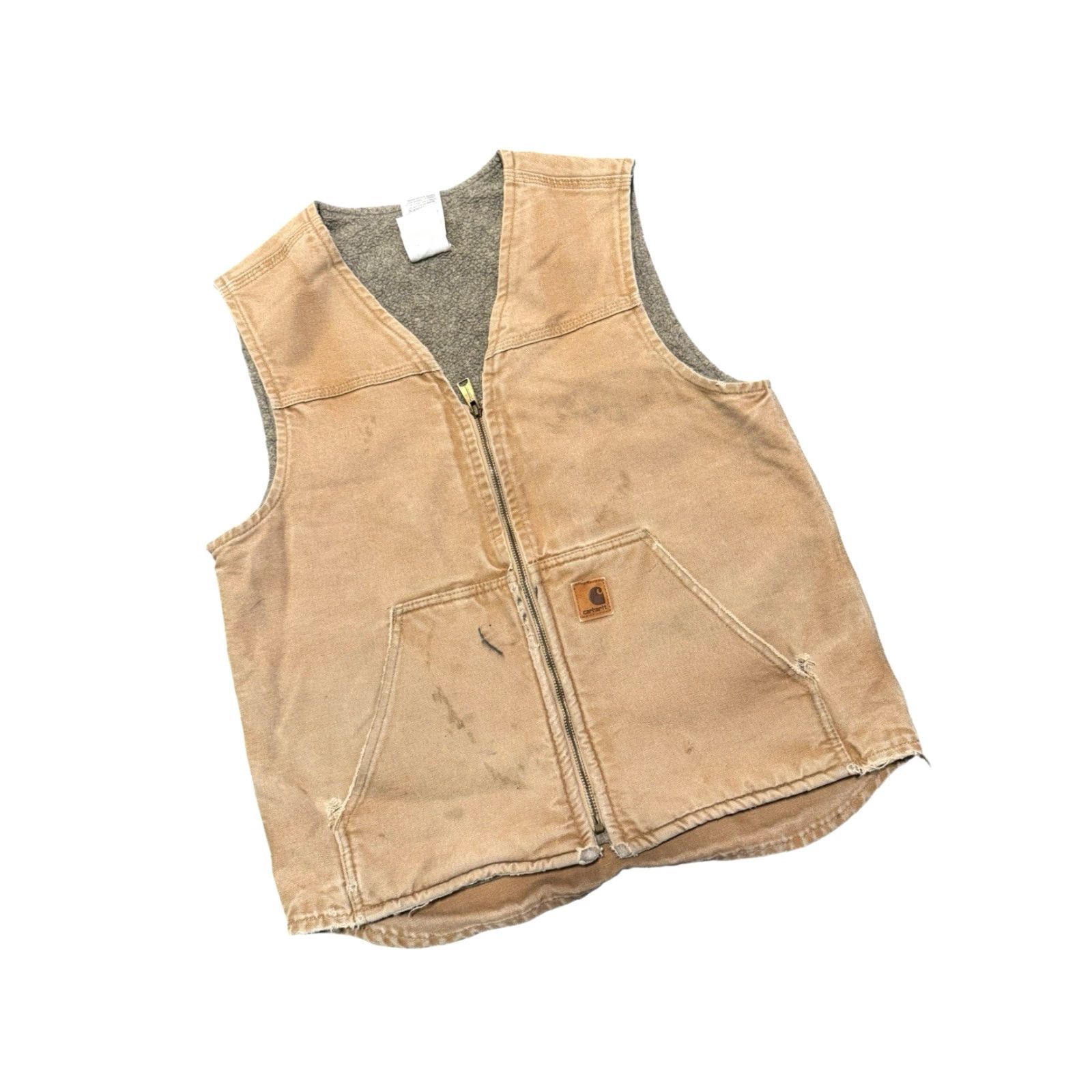 Carhartt VINTAGE Carhartt Vest Mens L Tall Camel Tan Zip Sherpa V26CML Canvas Distressed Canvas Distressed Size US M / EU 48-50 / 2 - 3 Thumbnail
